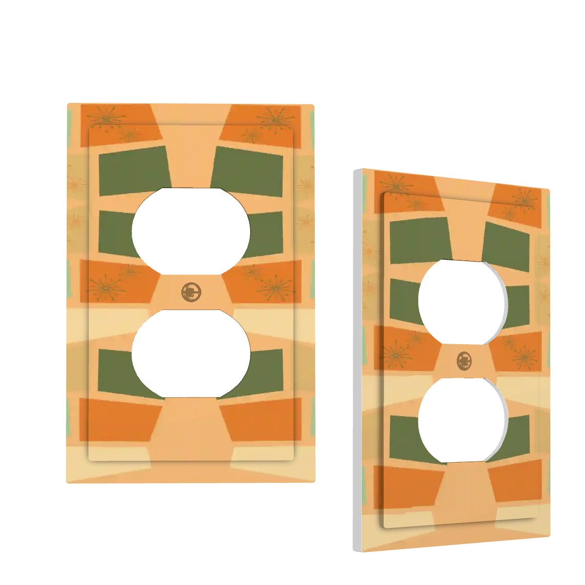 Mid Century Modern Geometric Retro Switch Cover 1-Gang 1 Duplex - Mid Century Modern Gal