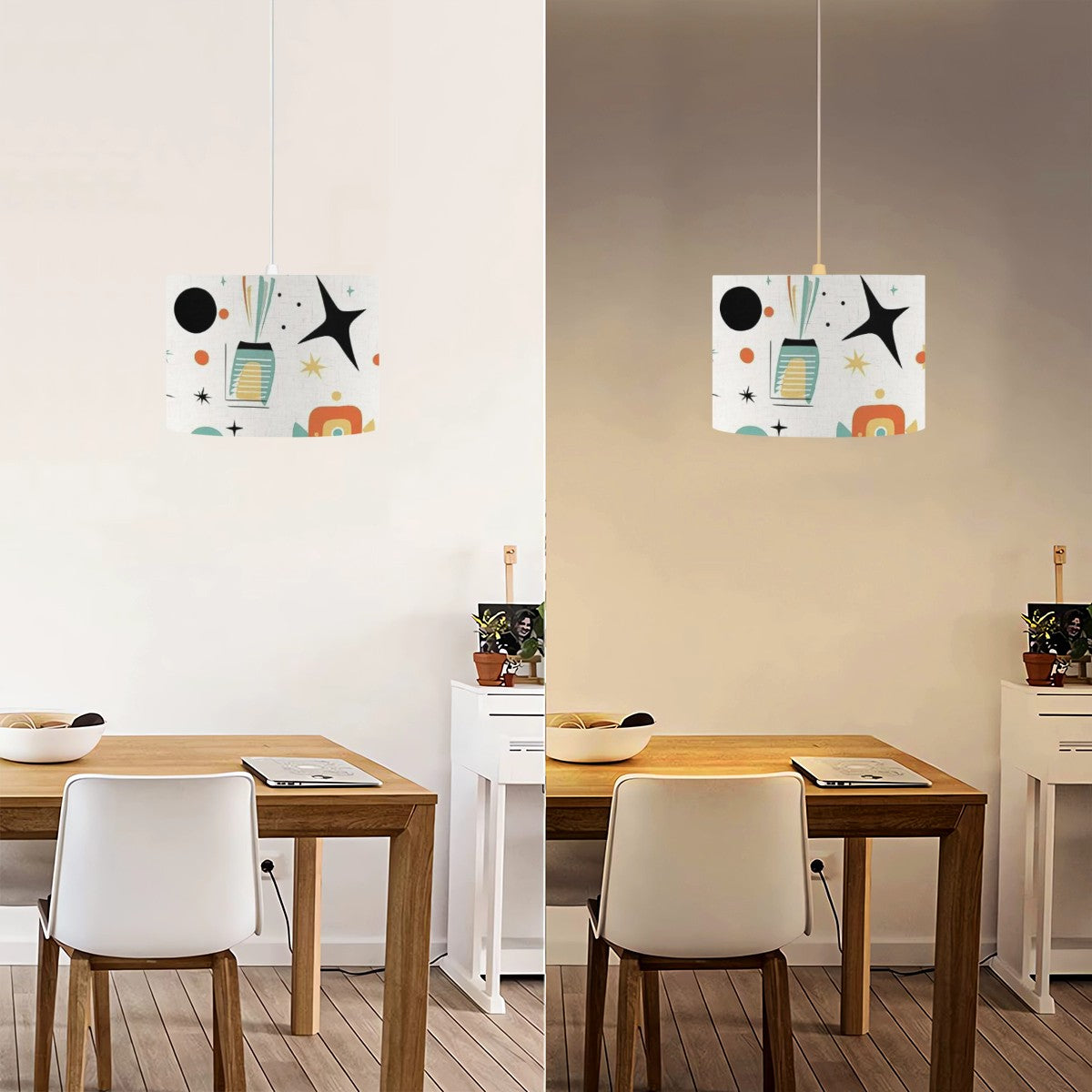 Mid Century Modern Hanging Drum Shade Mod Lighting - Mid Century Modern Gal