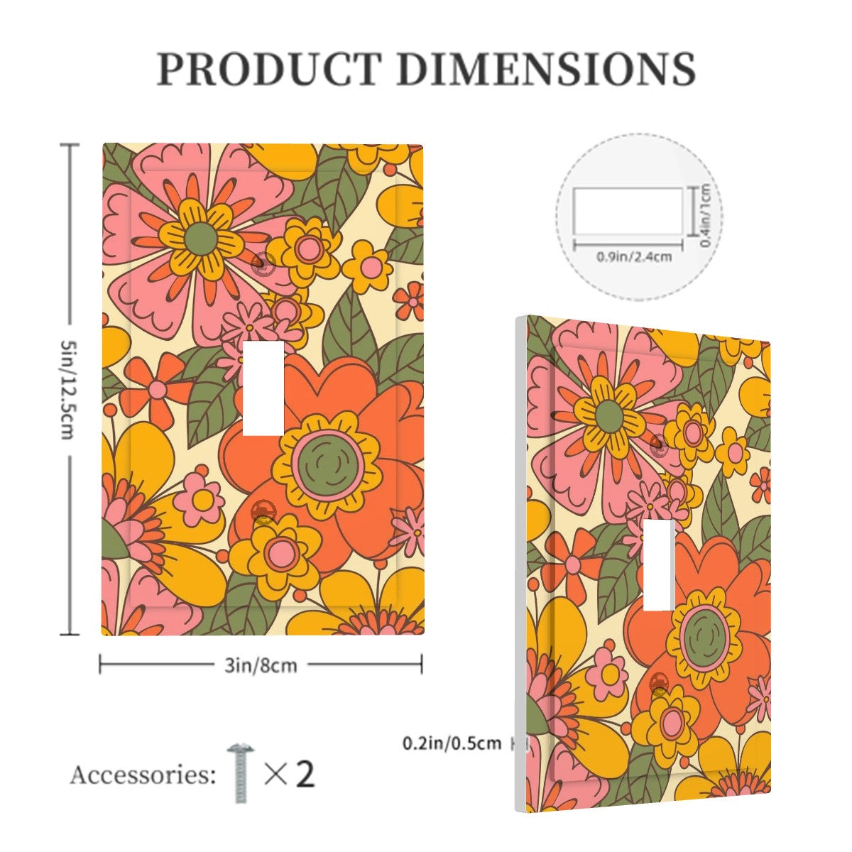 Retro Vintage Flower Power 70s Orange Green Pink Mid Century Modern Switch Cover - Mid Century Modern Gal