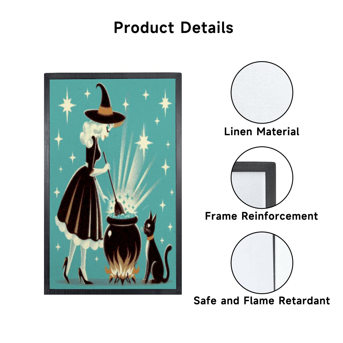 Witch's Brew Mid Century Modern Halloween Gothic Teal Lampshade for Floor Lamp with Shelves - Lampshade Only - Mid Century Modern Gal