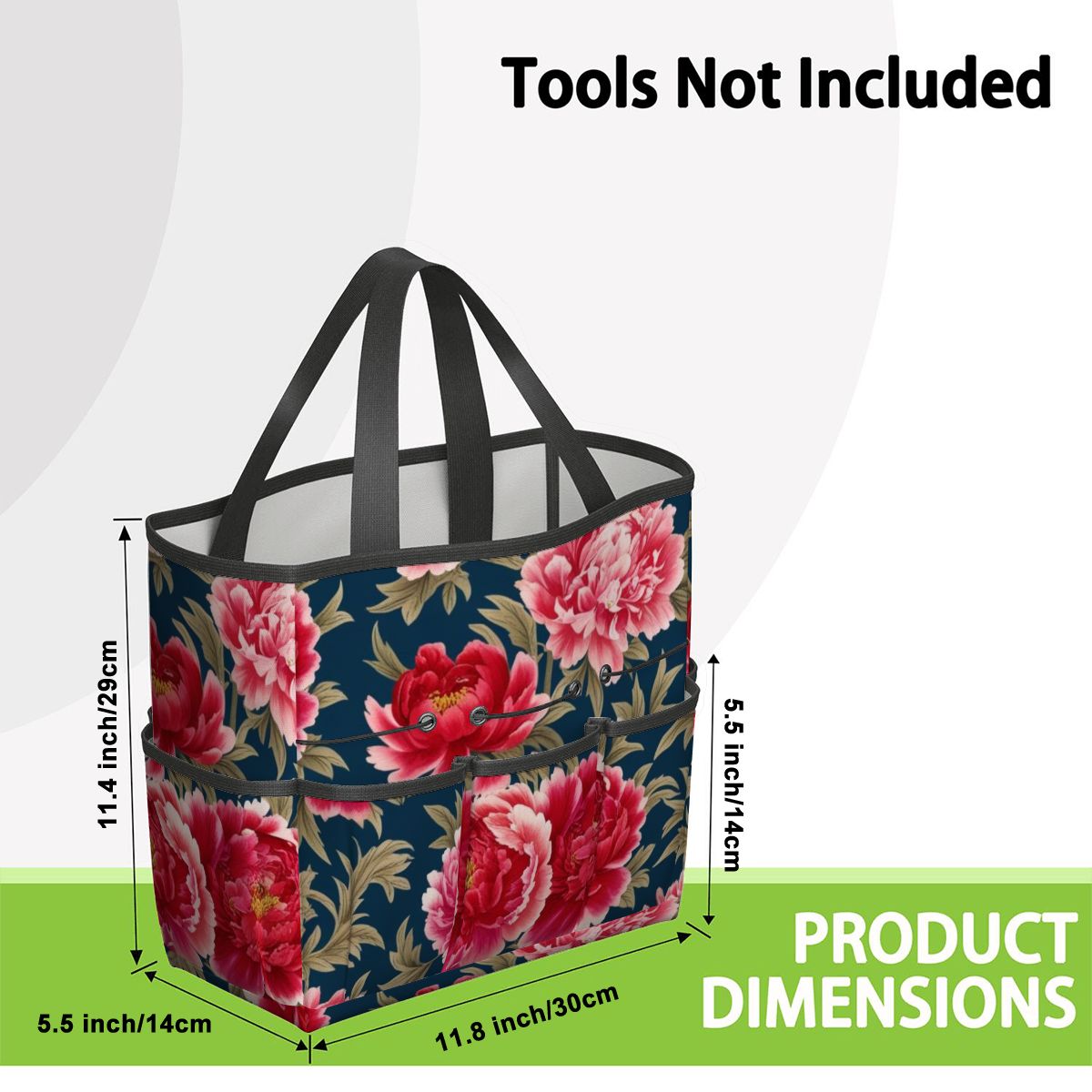 Modern Chinoiserie Royal Blue, Pink Red Floral Garden Tool Bag - Mid Century Modern Gal