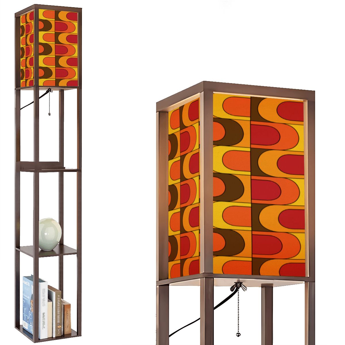 Retro Groovy Wave 70s Mod Floor Lighting With Shelves - Mid Century Modern Gal