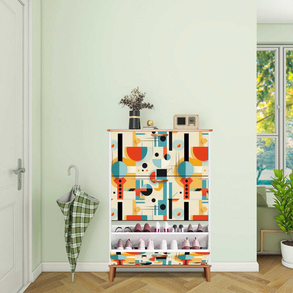 Mid Century Modern Bauhaus Desiged Shoe Storage Shoe Cabinet - Mid Century Modern Gal