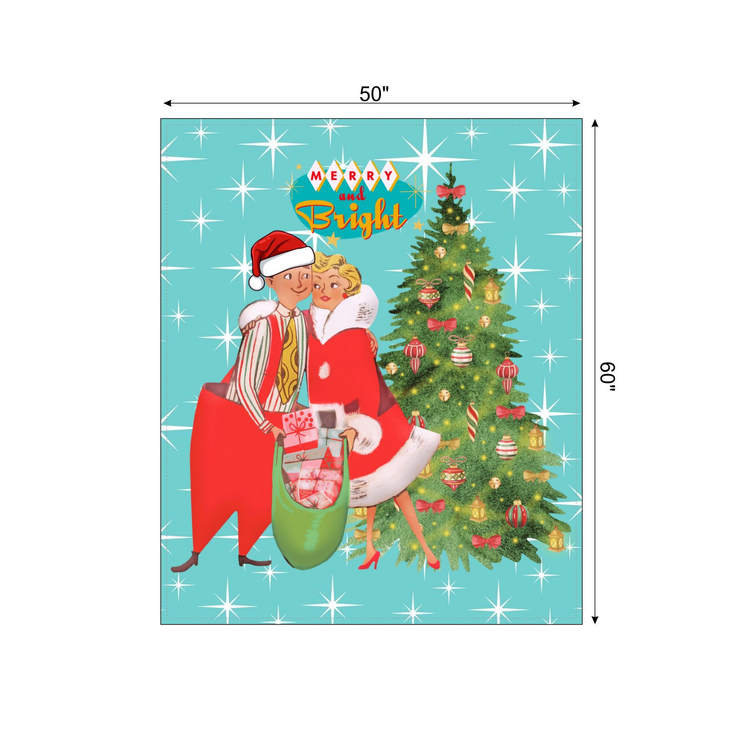 Holiday Vintage 50s Kitsch Retro Aqua Blue Diamond Starburst Mid Century Modern Vintage Christmas Holiday Decor Sherpa Blanket - Mid Century Modern Gal