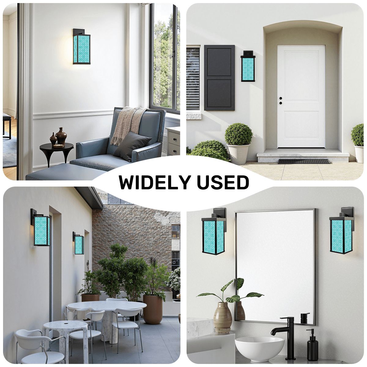 Mid Century Modern Breeze Block Aqua Blue, Mod Patio Wall Light - Mid Century Modern Gal