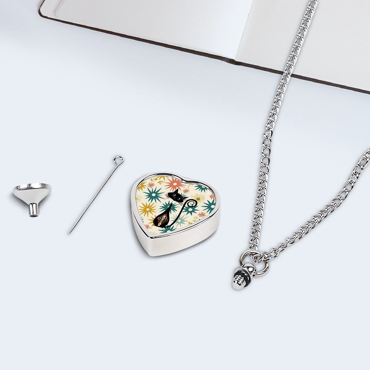Atomic Cat Mid Mod Starburst Sentimental Statement Piece Pet Ashes Necklace - Mid Century Modern Gal