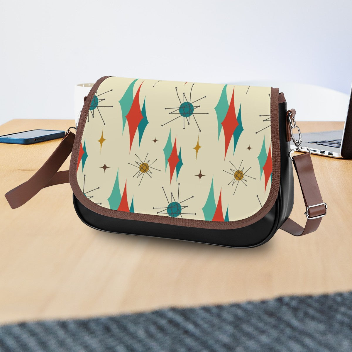 Mid Century Modern Franciscan Starburst Retro Shoulder Crossbody Bag - Mid Century Modern Gal