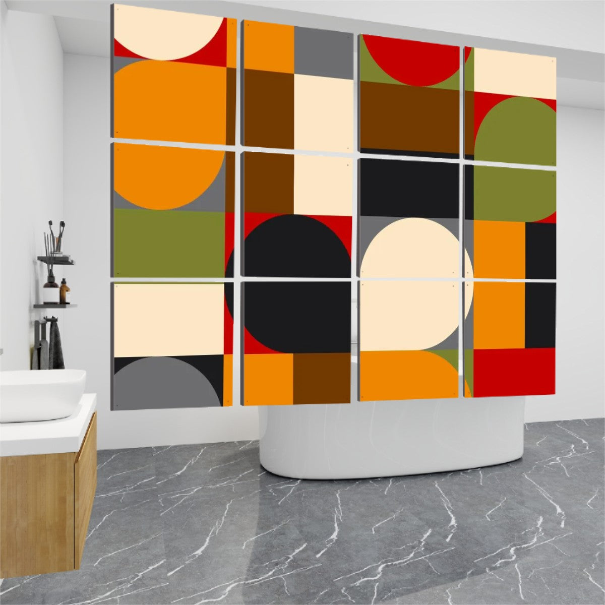 Mid Century Modern Geometric Designed Hanging Room Dividers - Mid Century Modern Gal