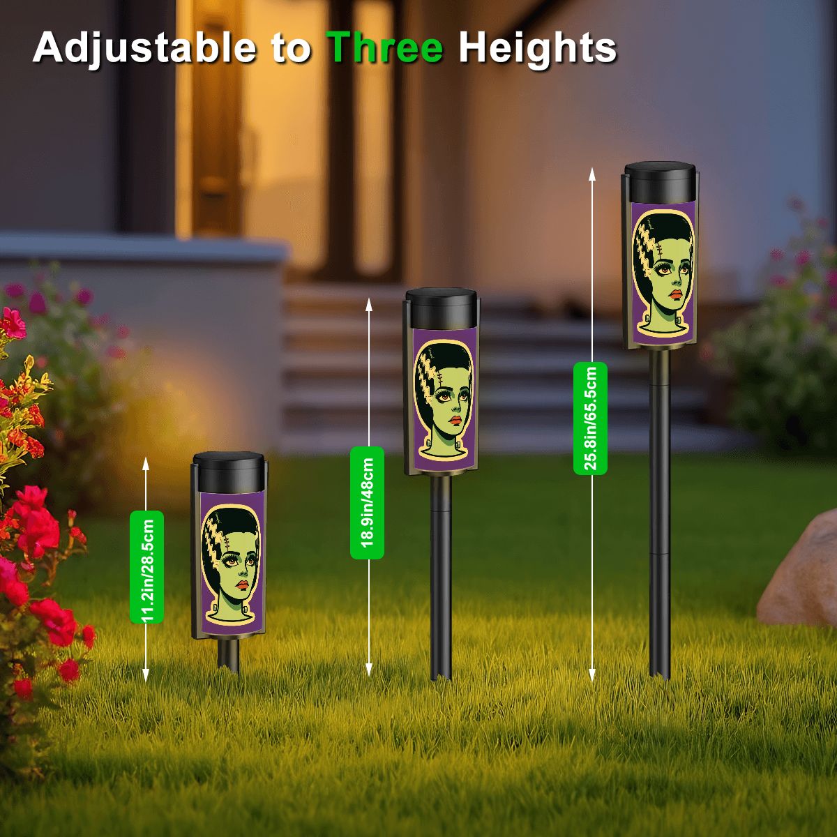 Bride of Frankenstein Retro Mid Mod Halloween Horror Buff Outdoor Solar Lights - Mid Century Modern Gal
