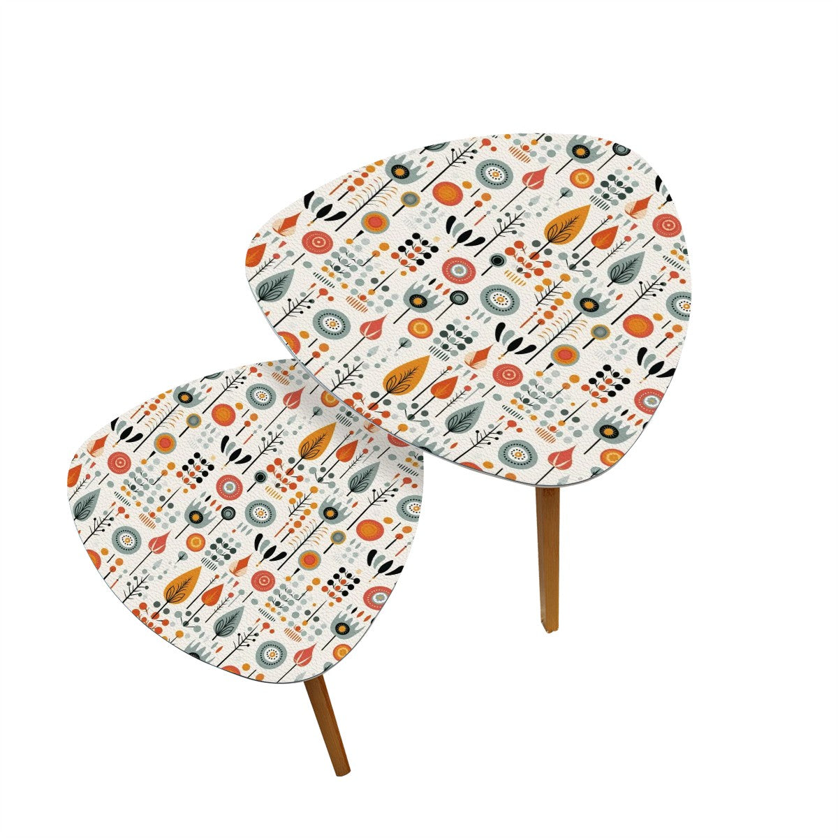 Modern Scandinavian Floral MCM Nesting Tables - Mid Century Modern Gal