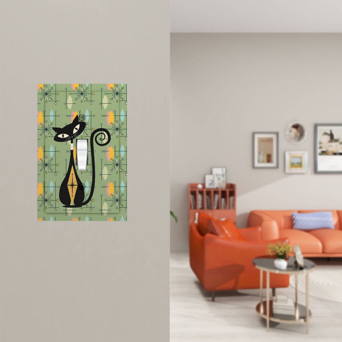 Atomic Cat Green Mod Starburst Modern Switch Cover 1-Gang 1 Toggle - Mid Century Modern Gal