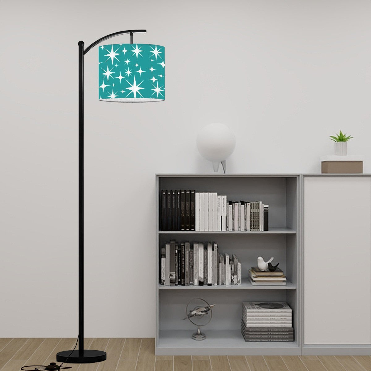 Atomic Teal Starburst 50s Mod Mid Century Modernist Arc Floor Lamp - Mid Century Modern Gal