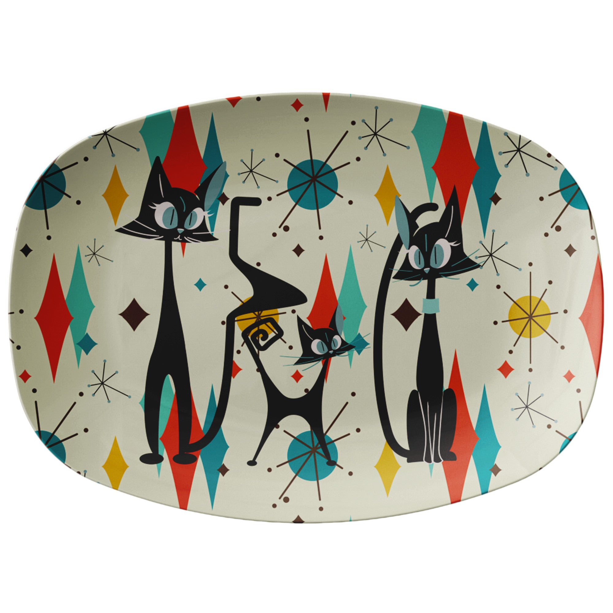 Atomic Cat Mid Century Modern Atomic Cats Franiscan Starburst Party Platter - Mid Century Modern Gal