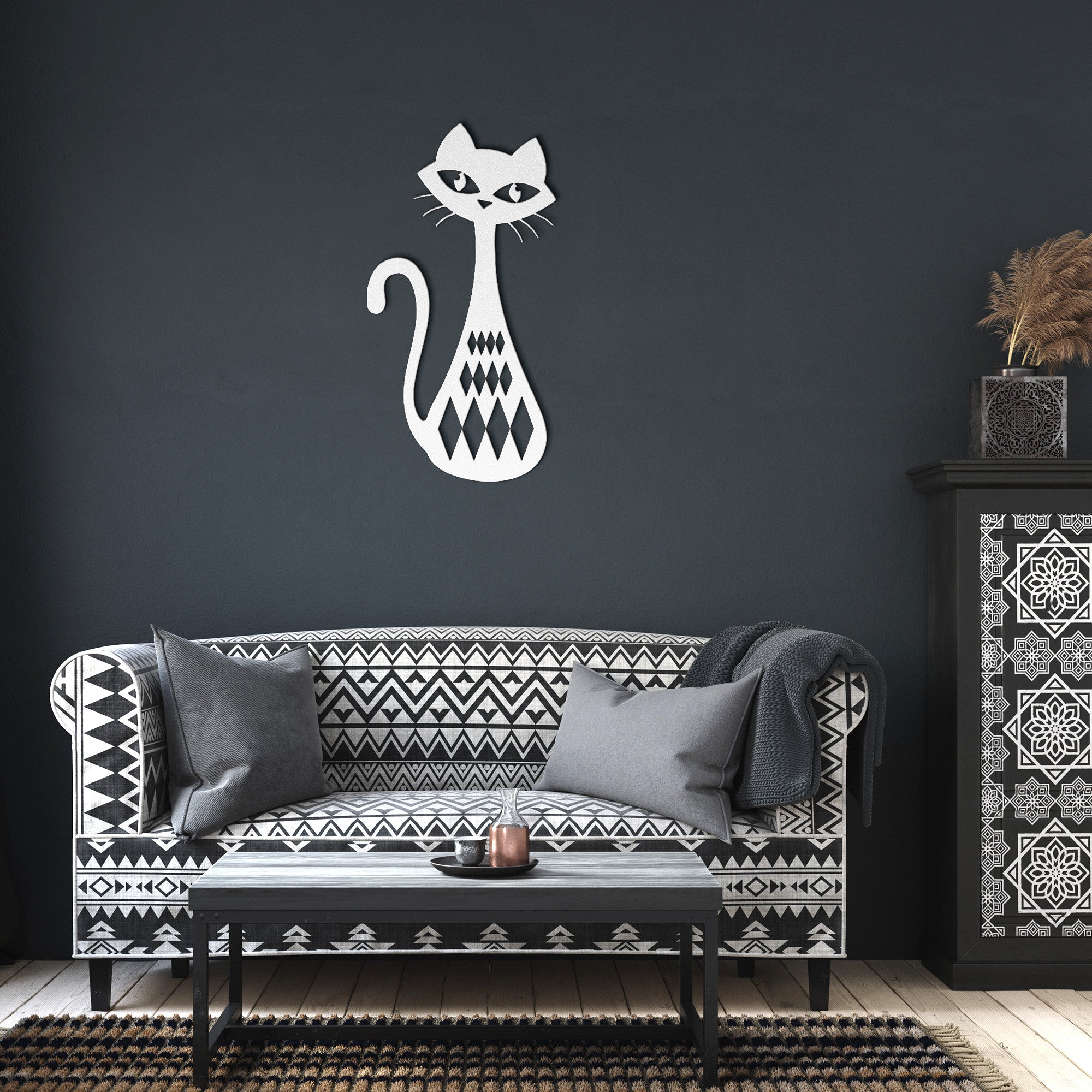 Atomic Cat Mid Century Modern Metal Wall Art - Mid Century Modern Gal