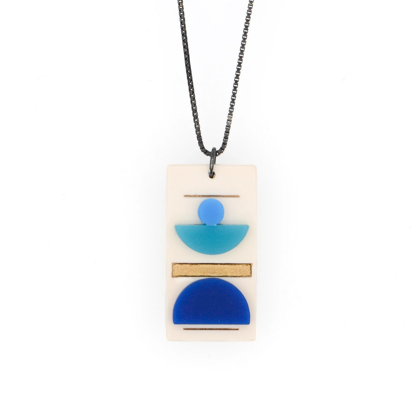 Balance Necklace Triple · Geometric Ombre Color · Long · Mid Mod - Blue/Turquoise/Sky - Mid Century Modern Gal
