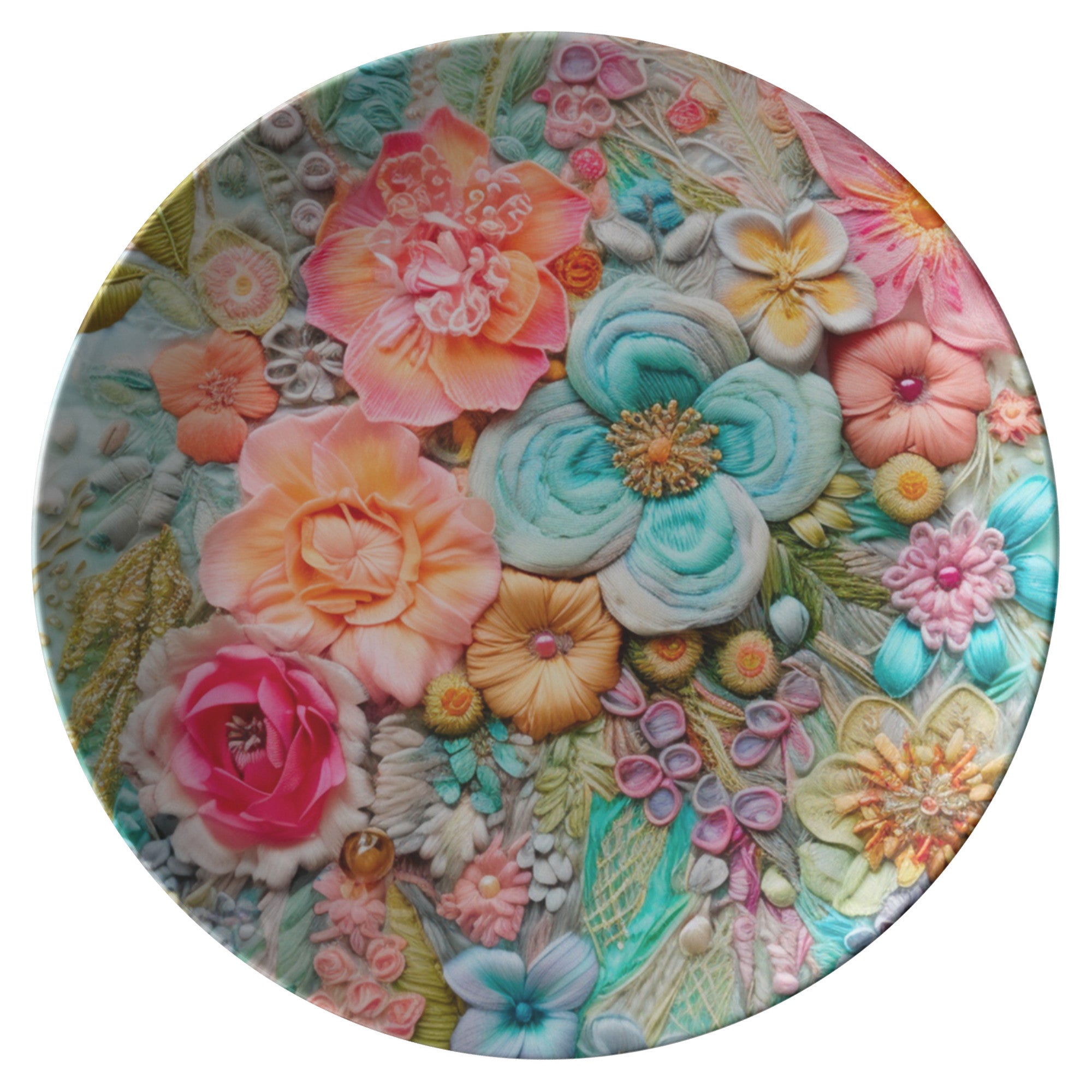 Bohemian Dinner Plates, Floral Botanicals, Faux Pressed Flowers, Retro Modern Dinnerware - Mid Century Modern Gal