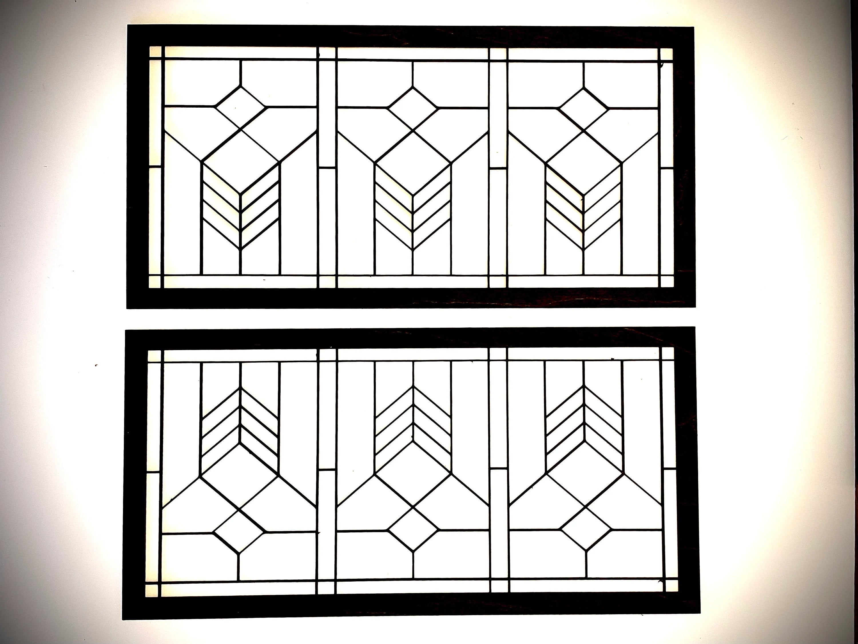 Boho Modern Frank Lloyd Wright-Inspired Art Deco Geometry 2-Panel Wood Wall Art, Set D