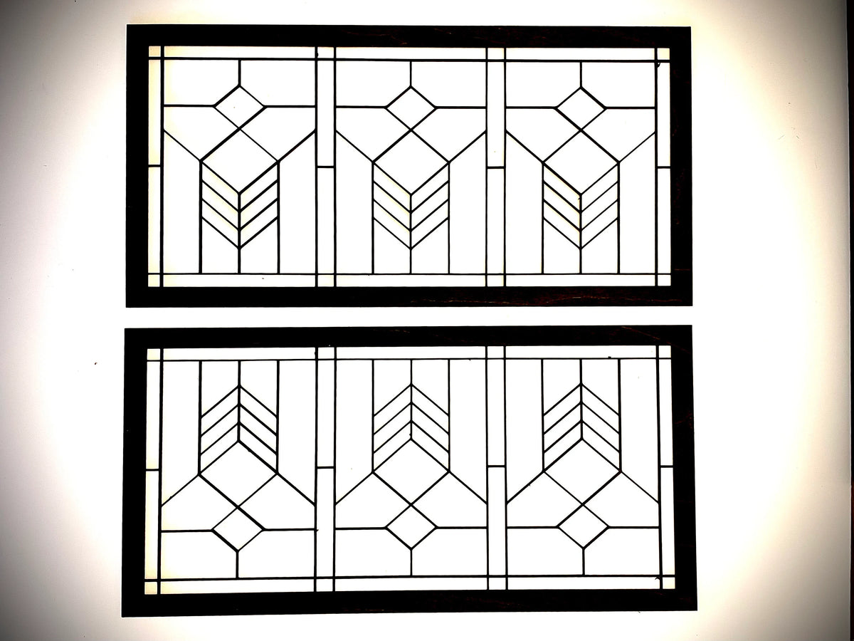Boho Modern Frank Lloyd Wright-Inspired Art Deco Geometry 2-Panel Wood Wall Art, Set D - Mid Century Modern Gal