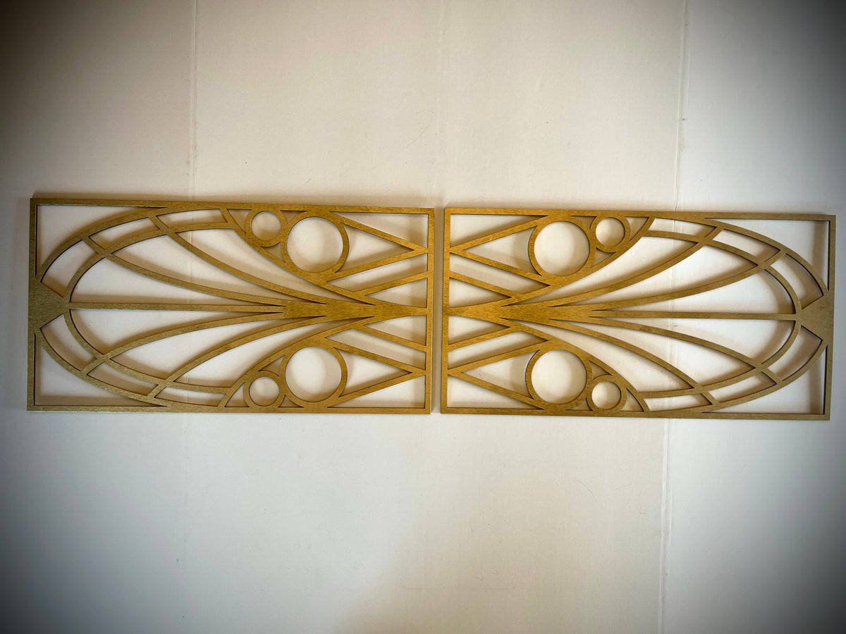 Boho Modern Frank Lloyd Wright-Inspired Art Deco Geometry 2-Panel Wood Wall Art, Set Y - Mid Century Modern Gal