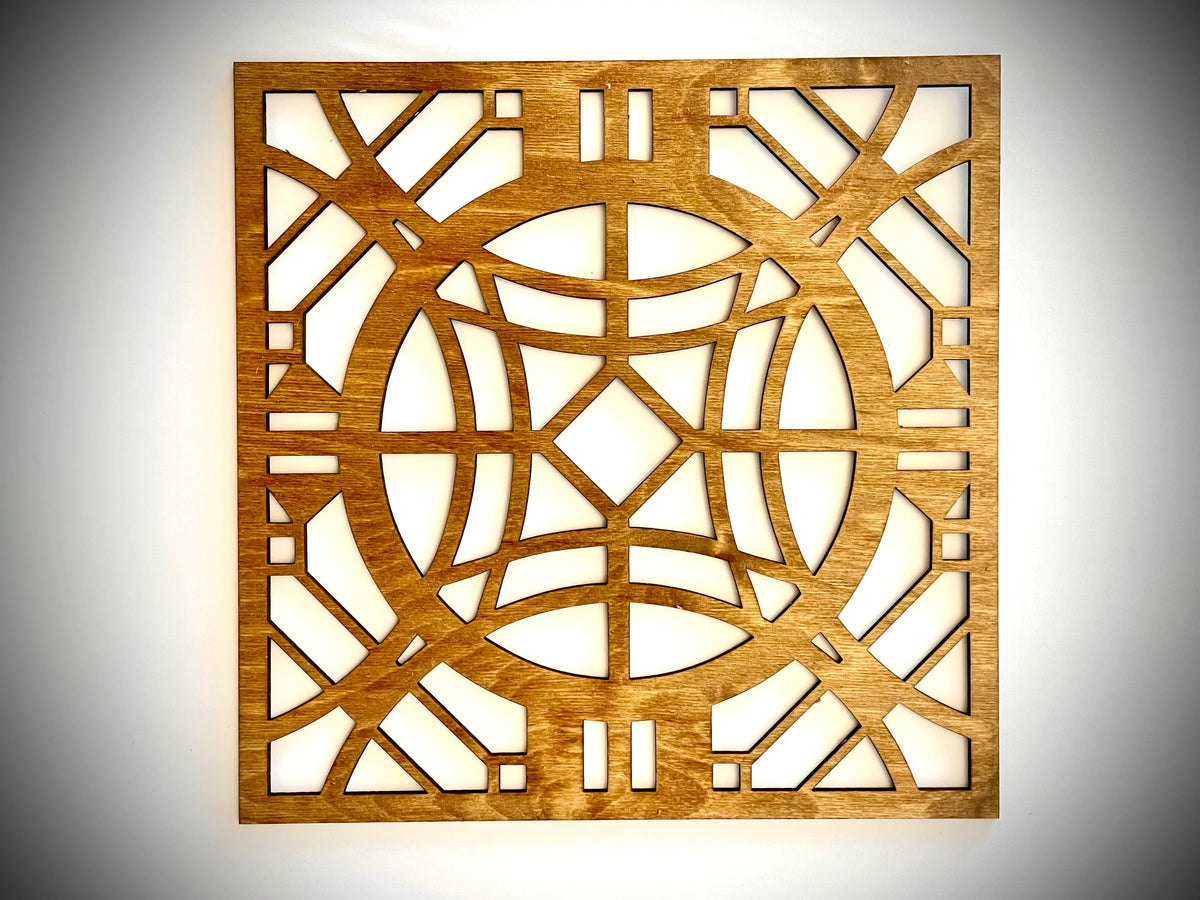 Boho Modern Frank Lloyd Wright-Inspired Art Deco Geometry 3-Panel Wood Wall Art, Set C - Mid Century Modern Gal