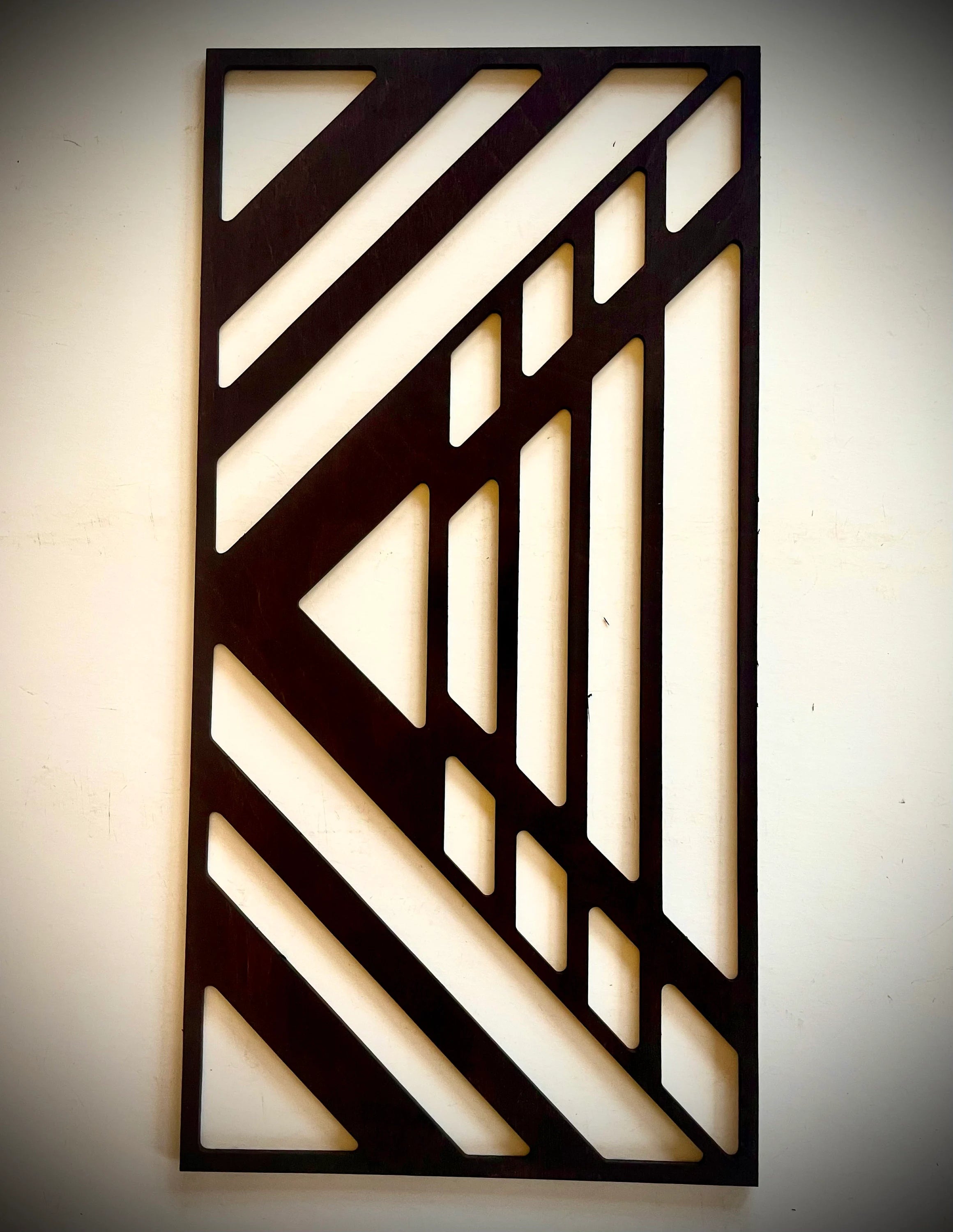 Boho Modern Frank Lloyd Wright-Inspired Art Deco Geometry 3-Panel Wood Wall Art, Set M