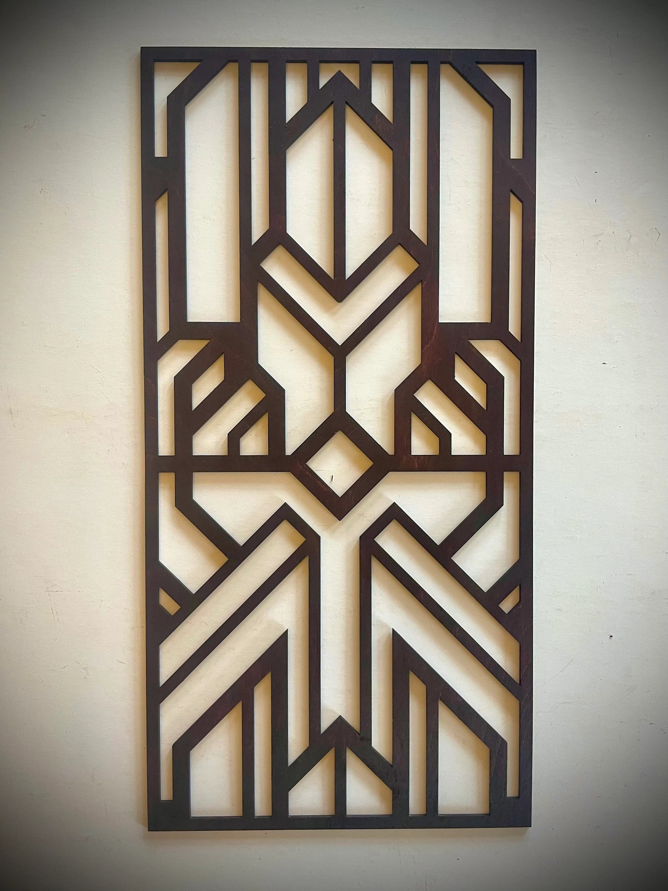 Boho Modern Frank Lloyd Wright-Inspired Art Deco Geometry 3-Panel Wood Wall Art, Set M