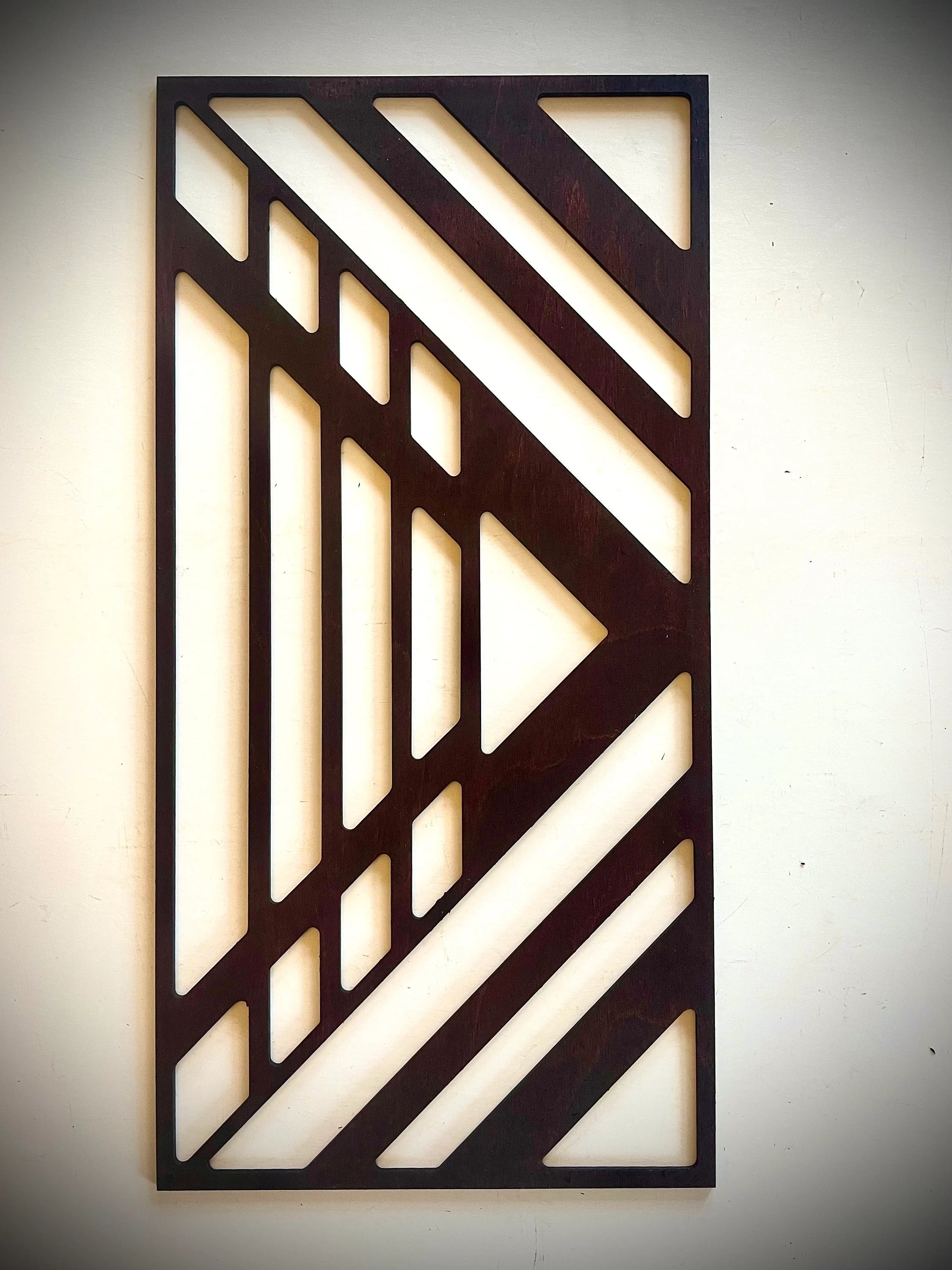 Boho Modern Frank Lloyd Wright-Inspired Art Deco Geometry 3-Panel Wood Wall Art, Set M