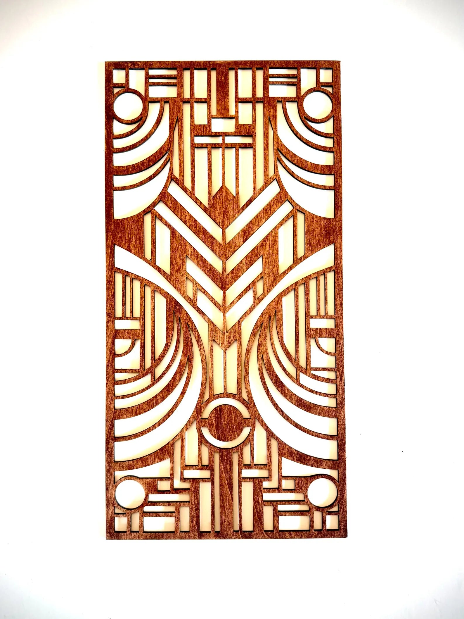 Boho Modern Frank Lloyd Wright-Inspired Art Deco Geometry 4-Panel Wood Wall Art, Set AA