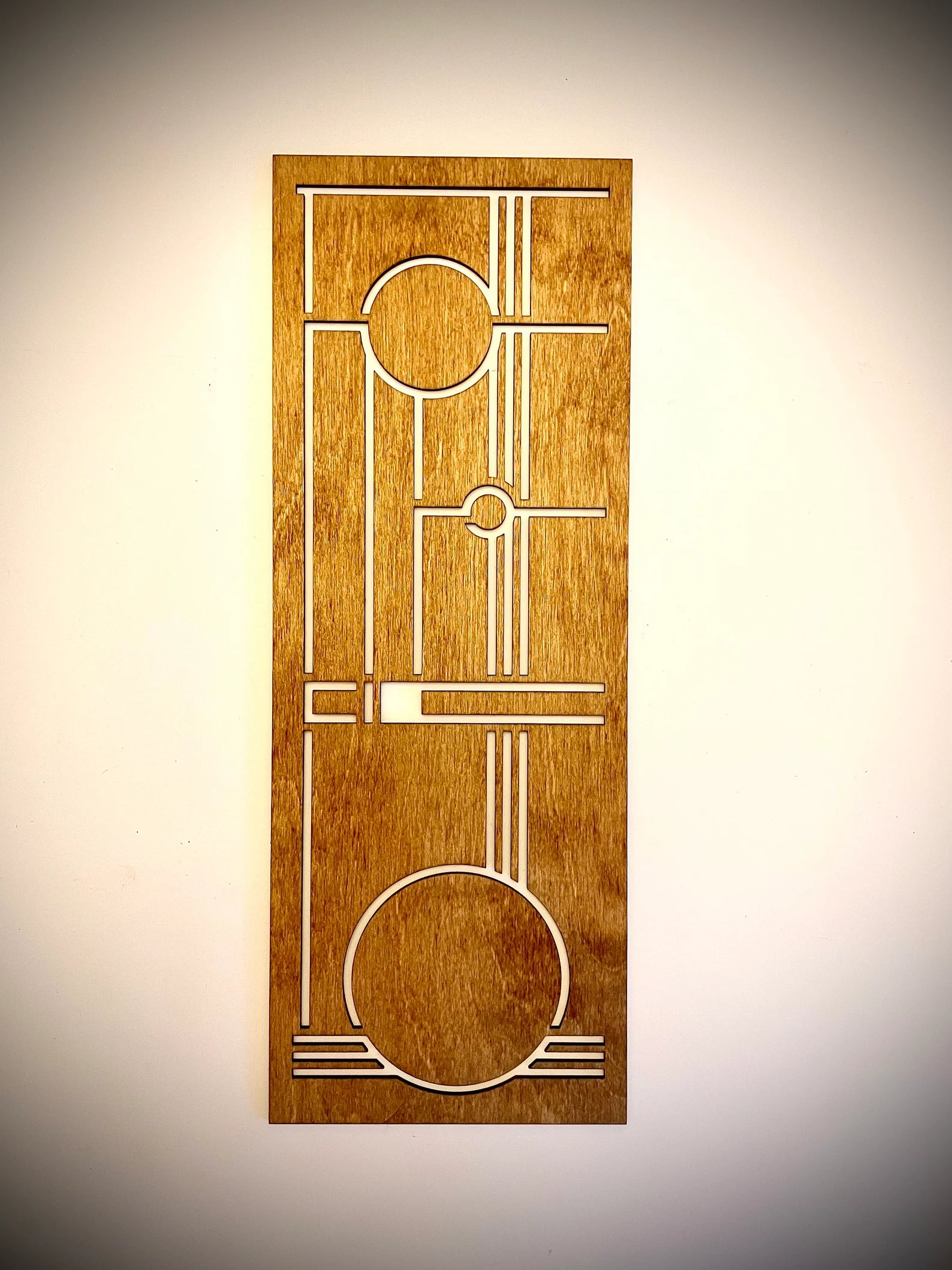 Boho Modern Frank Lloyd Wright-Inspired Art Deco Geometry 4-Panel Wood Wall Art, Set E