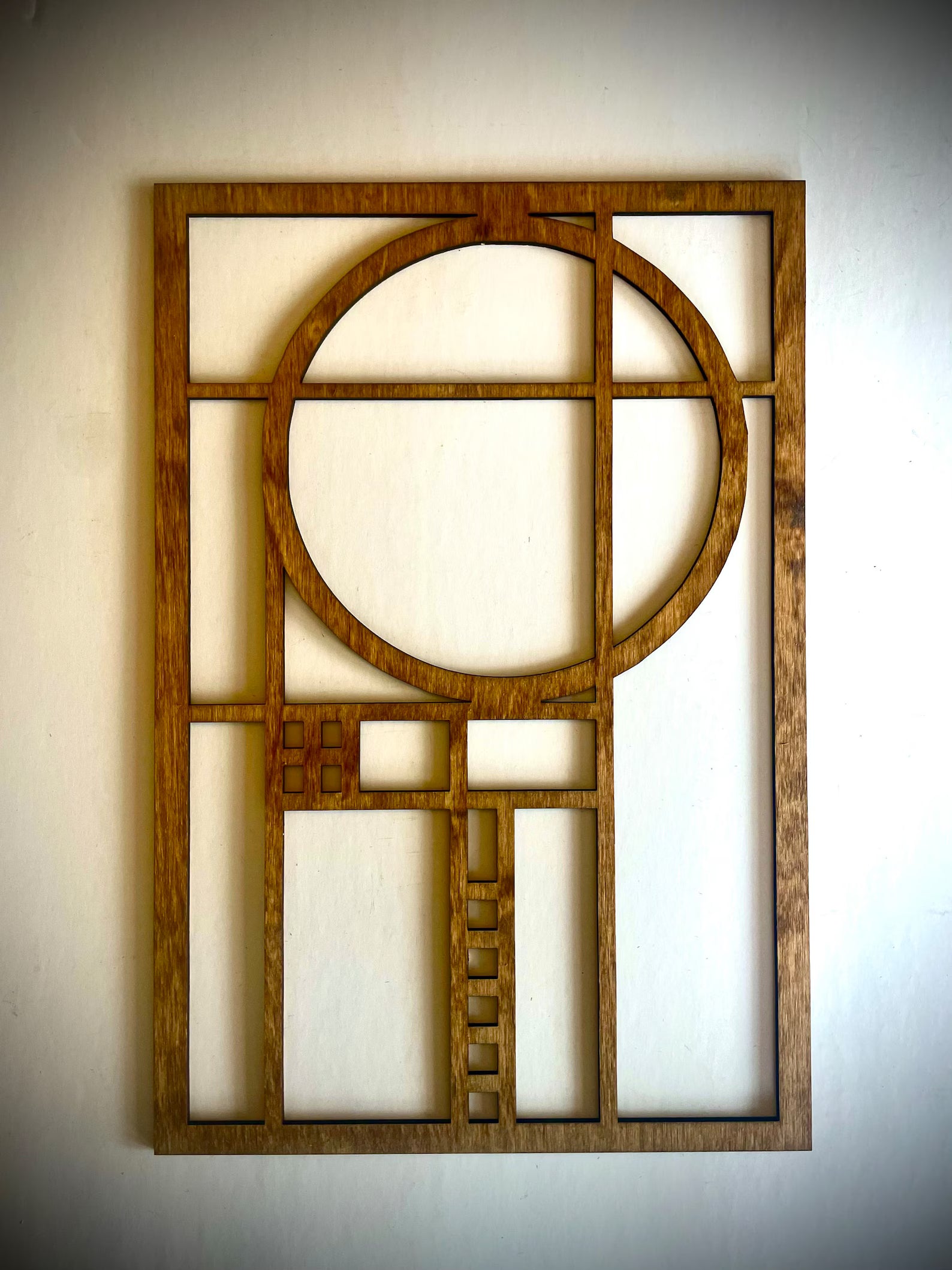 Boho Modern Frank Lloyd Wright-Inspired Art Deco Geometry 4-Panel Wood Wall Art, Set K
