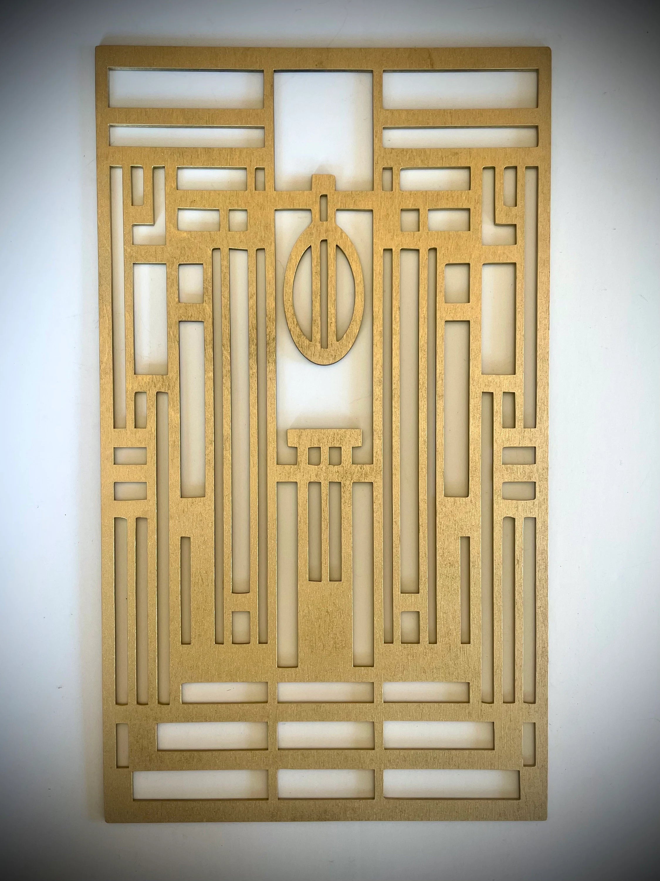 Boho Modern Frank Lloyd Wright-Inspired Art Deco Houses 3-Panel Wood Wall Art, Set AB