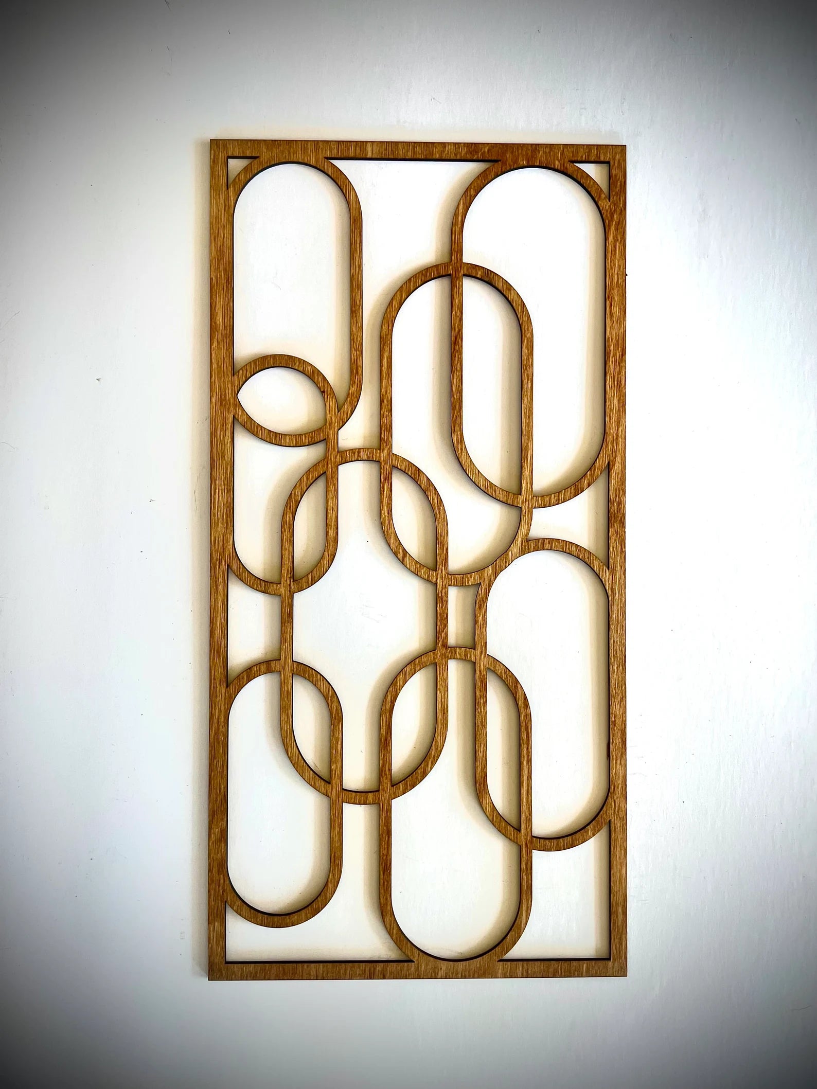 Boho Modern Frank Lloyd Wright-Inspired Art Deco Ovals 4-Panel Wood Wall Art, Set R