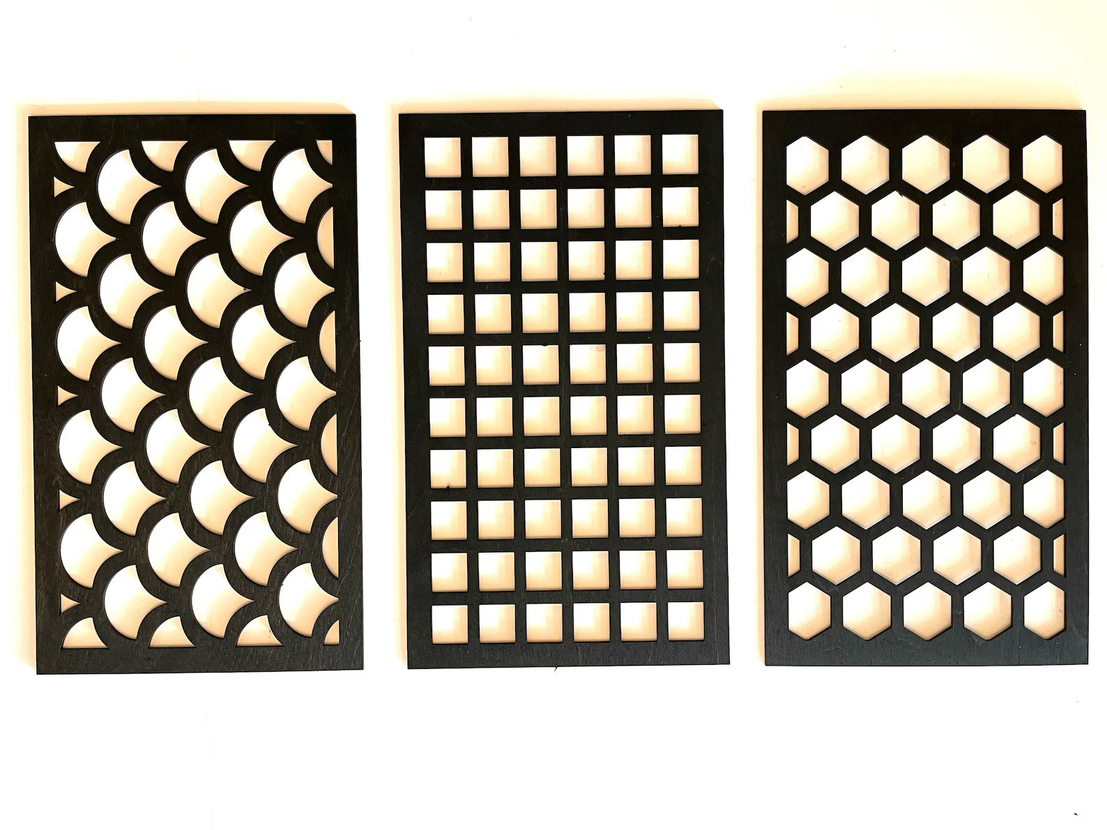 Boho Modern Geometry 3-Panel Wood Wall Art, Set B