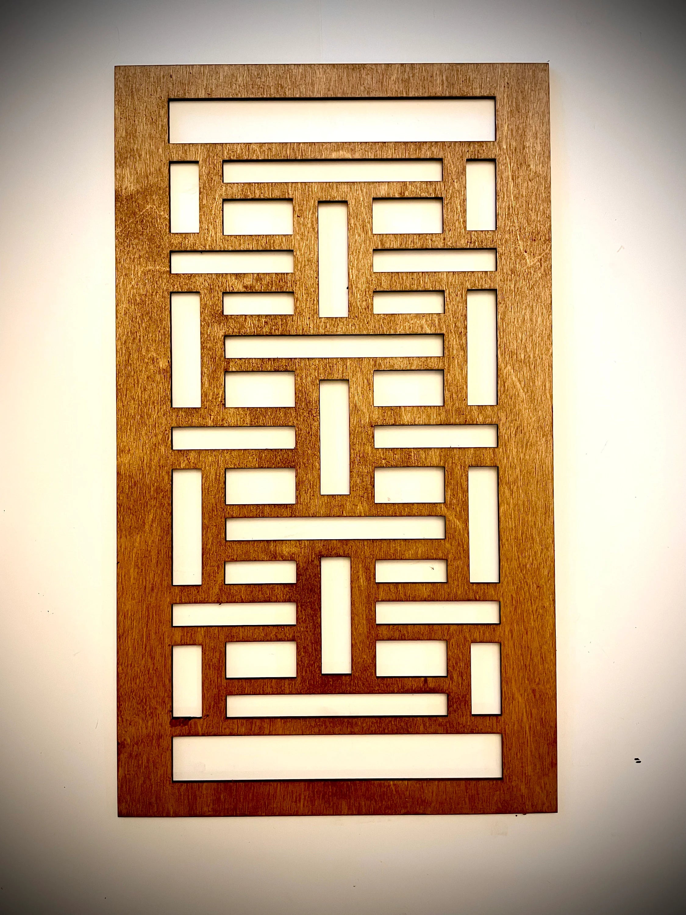 Boho Modern Geometry Frank Lloyd Wright-Inspired 3-Panel Wood Wall Art