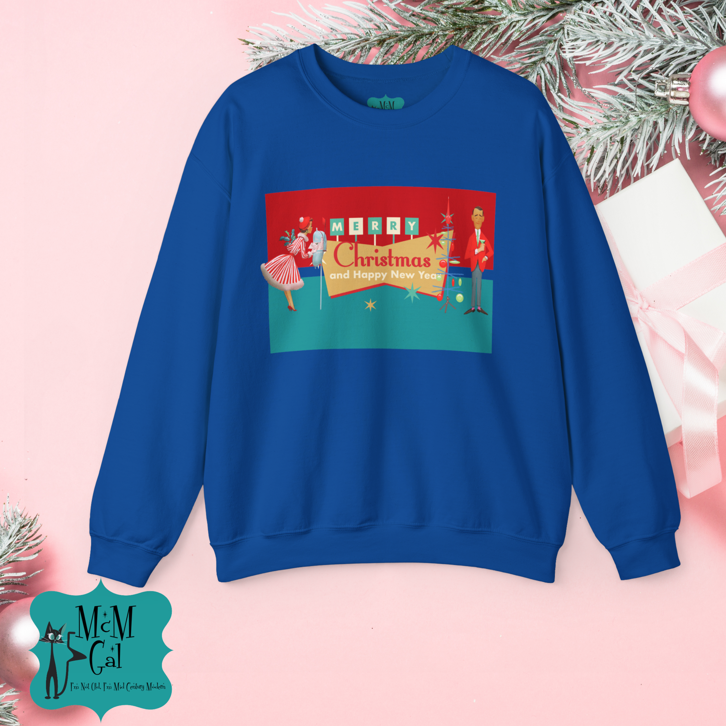 Merry Christmas Sweatshirt, Unisex Holiday Pullover, Cozy Gift for Him and Her, Christmas Party Wear, New Year Apparel, Festive Sweater - Mid Century Modern Gal