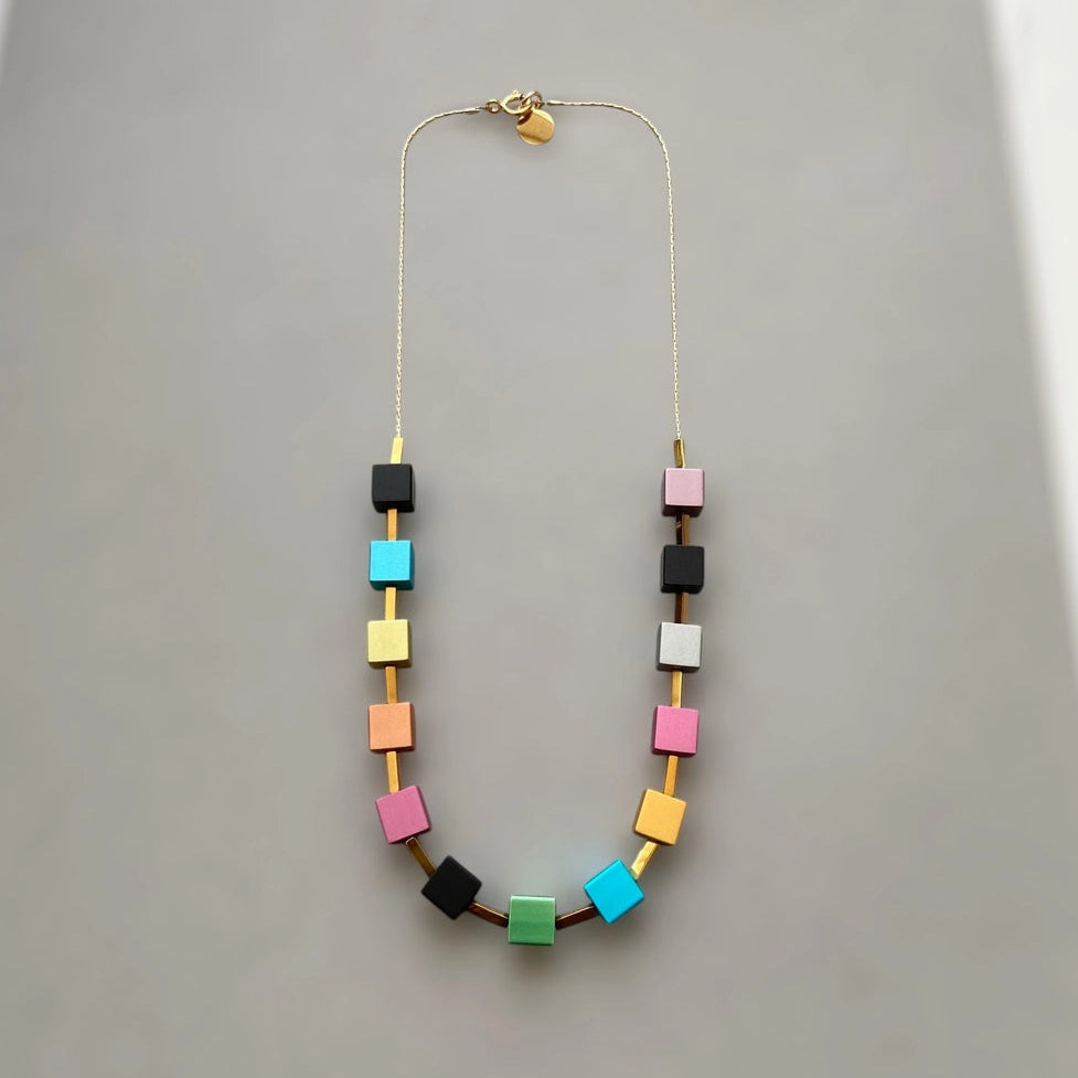 Cube Necklace - Anthracite - Mid Century Modern Gal