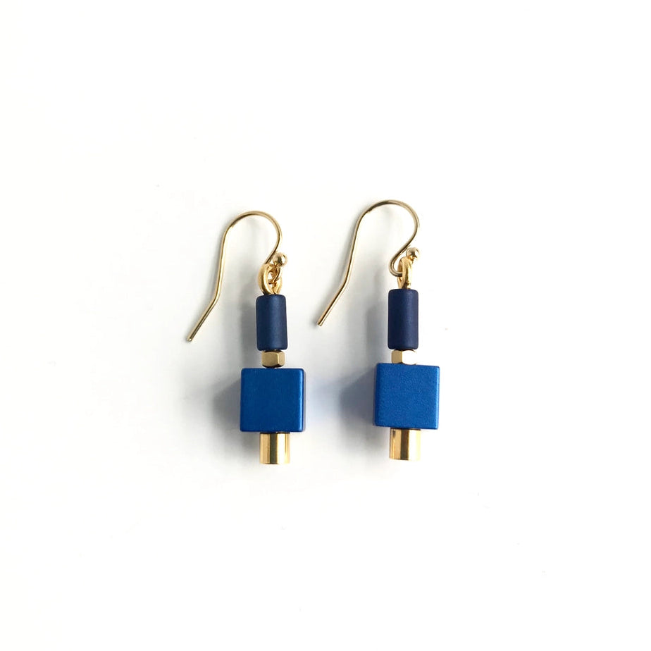 Cube Earrings - Indigo - Mid Century Modern Gal