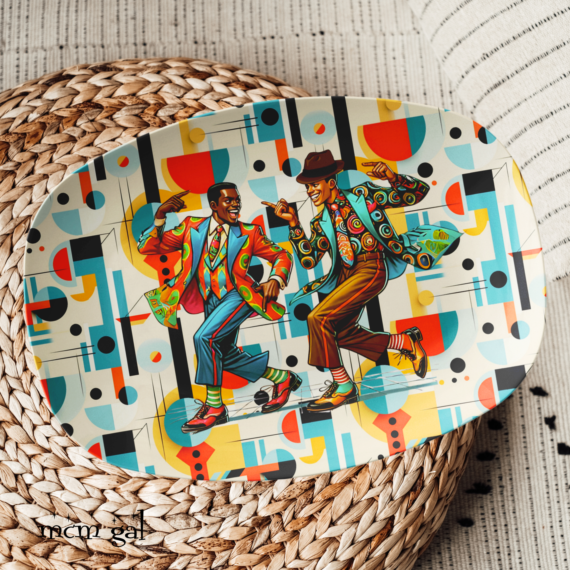 Mid Century Modern Bauhaus Designed, Gay Black Male Couple Party Platter - Mid Century Modern Gal