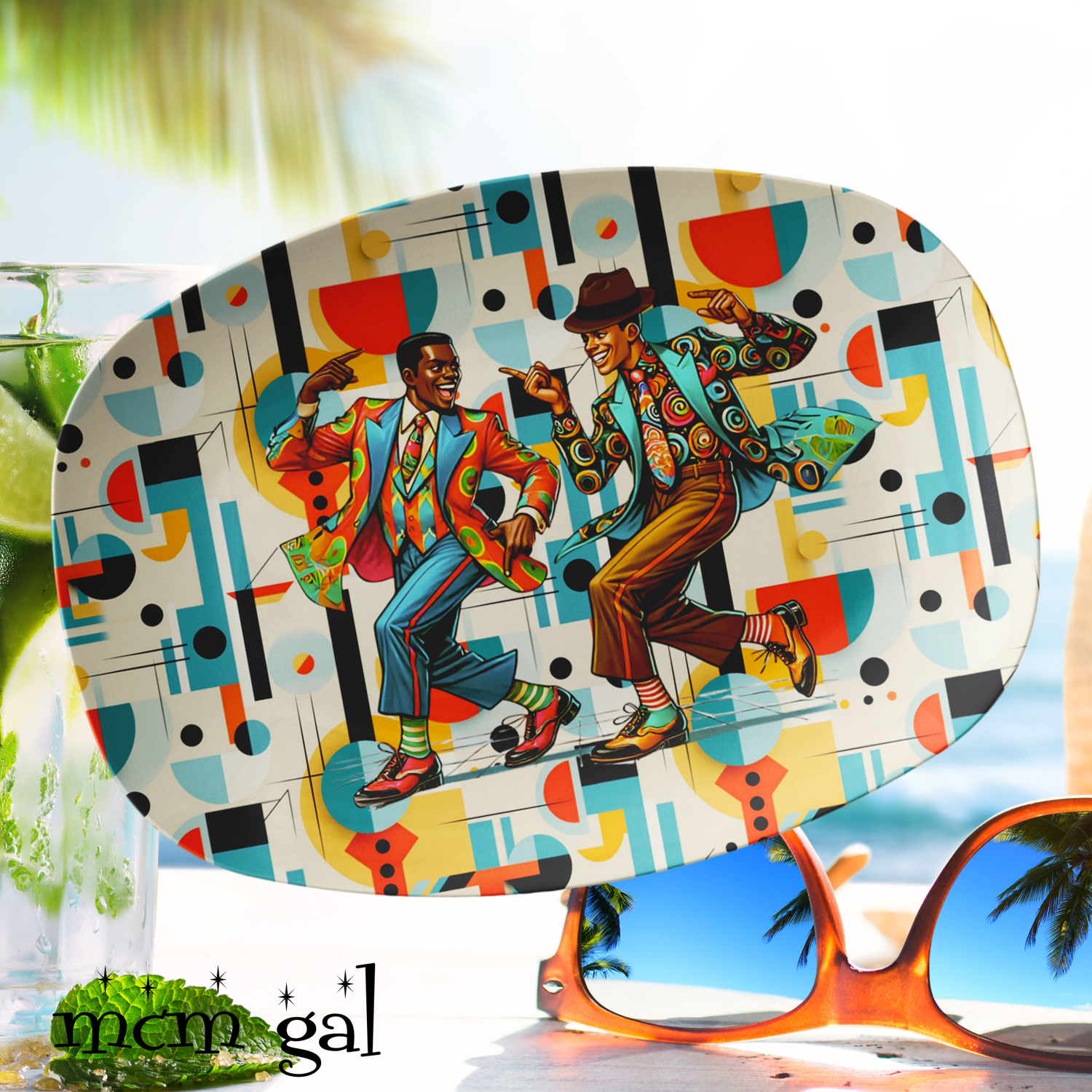 Mid Century Modern Bauhaus Designed, Gay Black Male Couple Party Platter - Mid Century Modern Gal