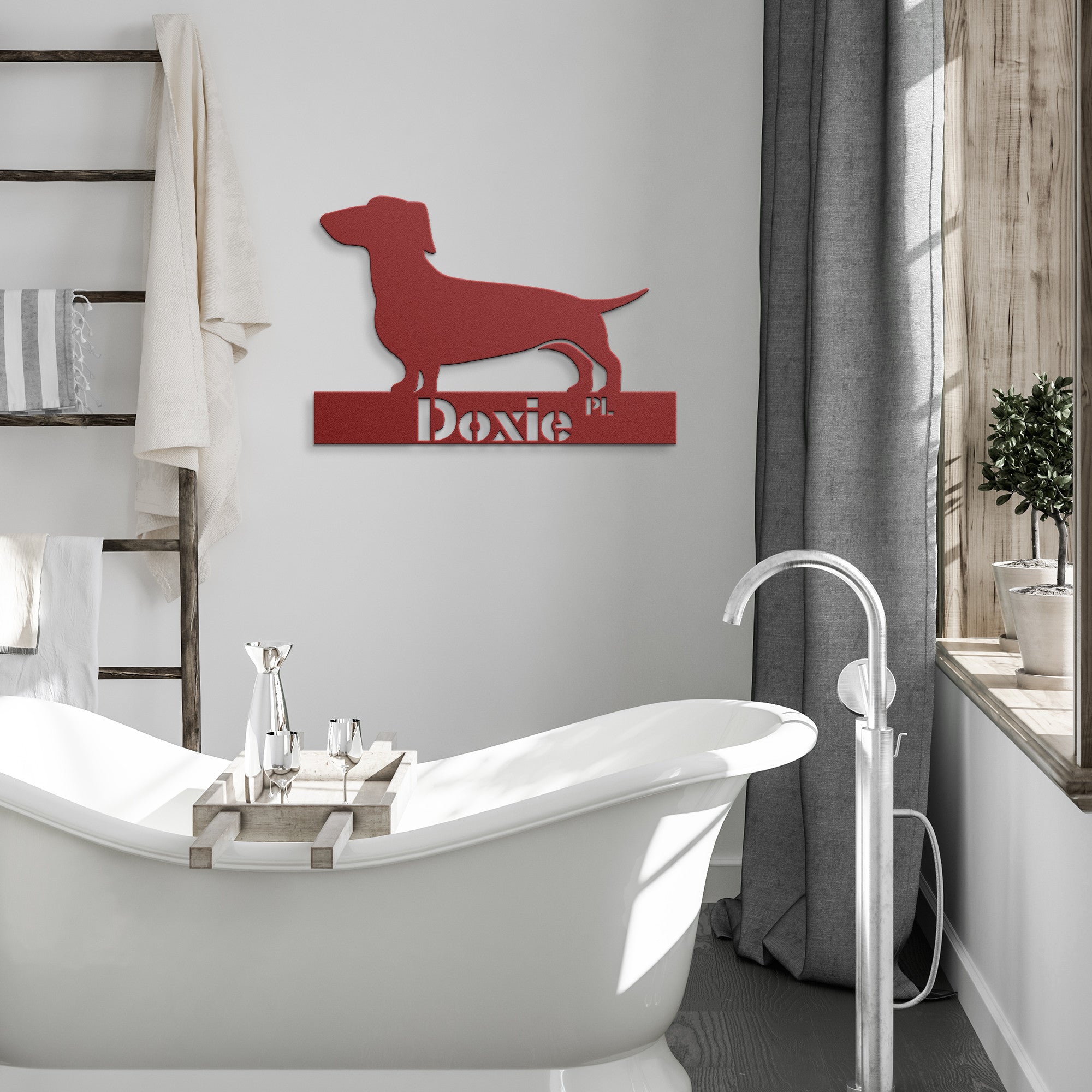 Doxie Dog Lover, Retro Metal Sign, Doxie Place - Mid Century Modern Gal