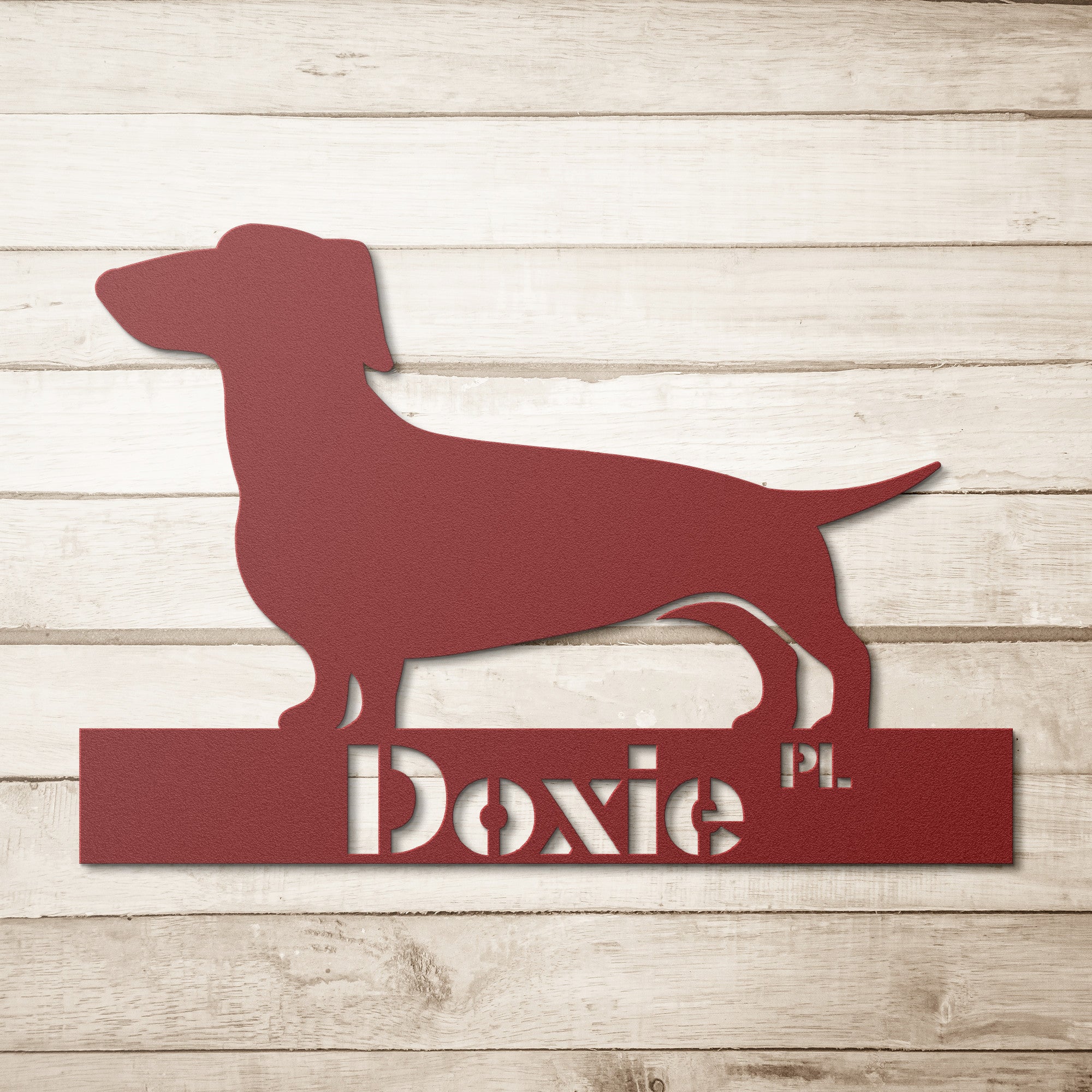 Doxie Dog Lover, Retro Metal Sign, Doxie Place - Mid Century Modern Gal