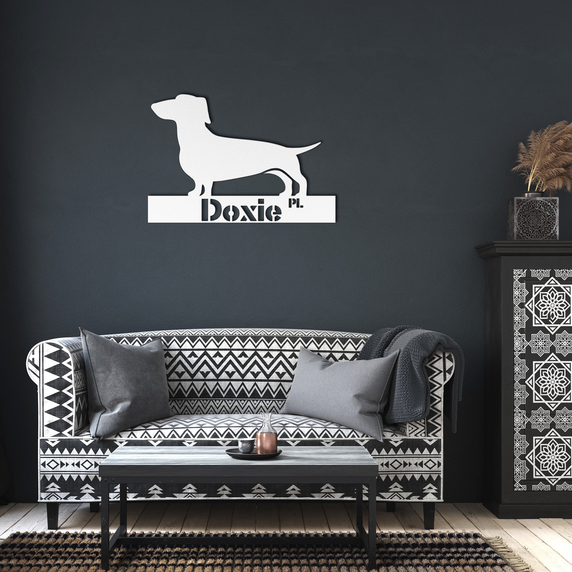 Doxie Dog Lover, Retro Metal Sign, Doxie Place - Mid Century Modern Gal