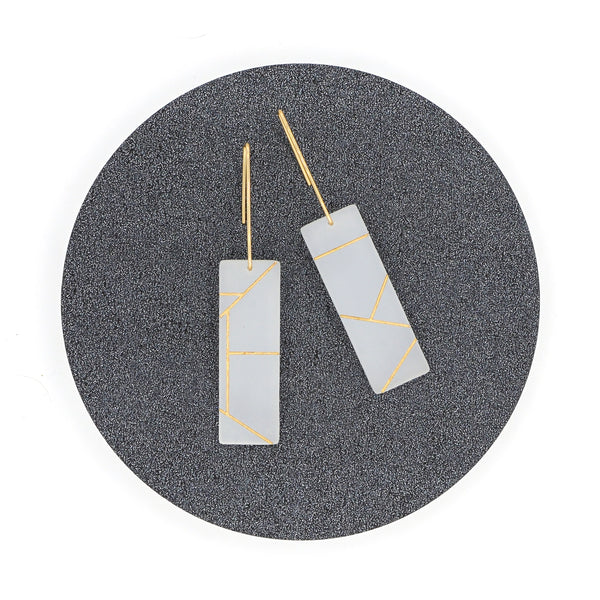 Freja Geometric Rectangle Earrings · Midcentury Modern Style - Frost