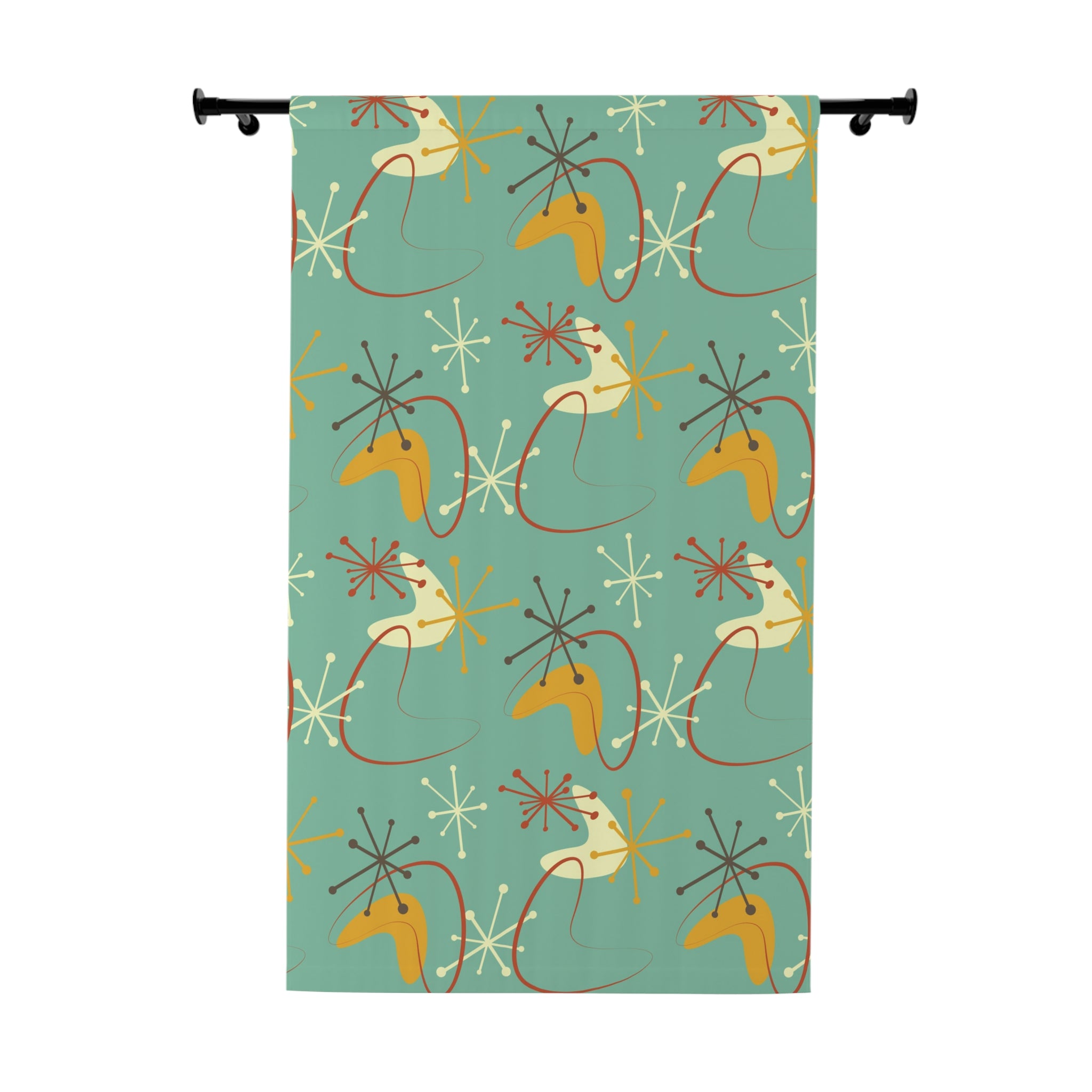Mid Century Modern, Retro Atomic, Boomerang Green, Mid Mod Curtain Panels Sheer Or Blackout - Mid Century Modern Gal