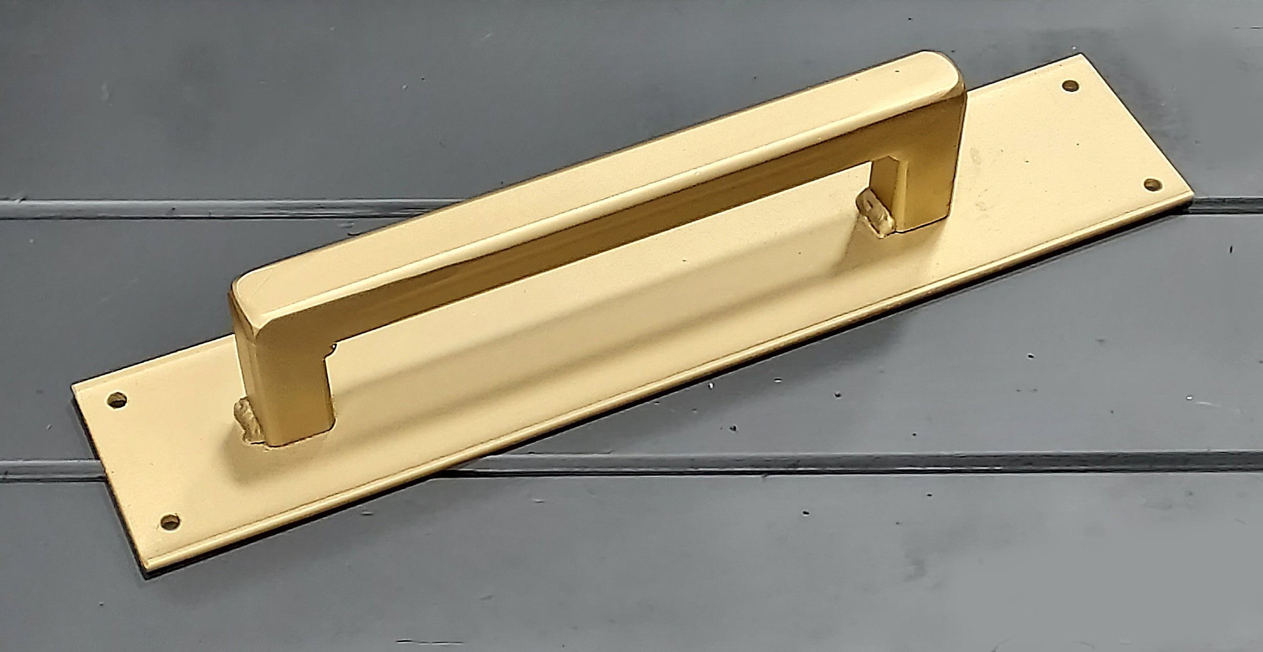 Gold Barn Door Handle Pull - Medium Plain Rectangular Handle