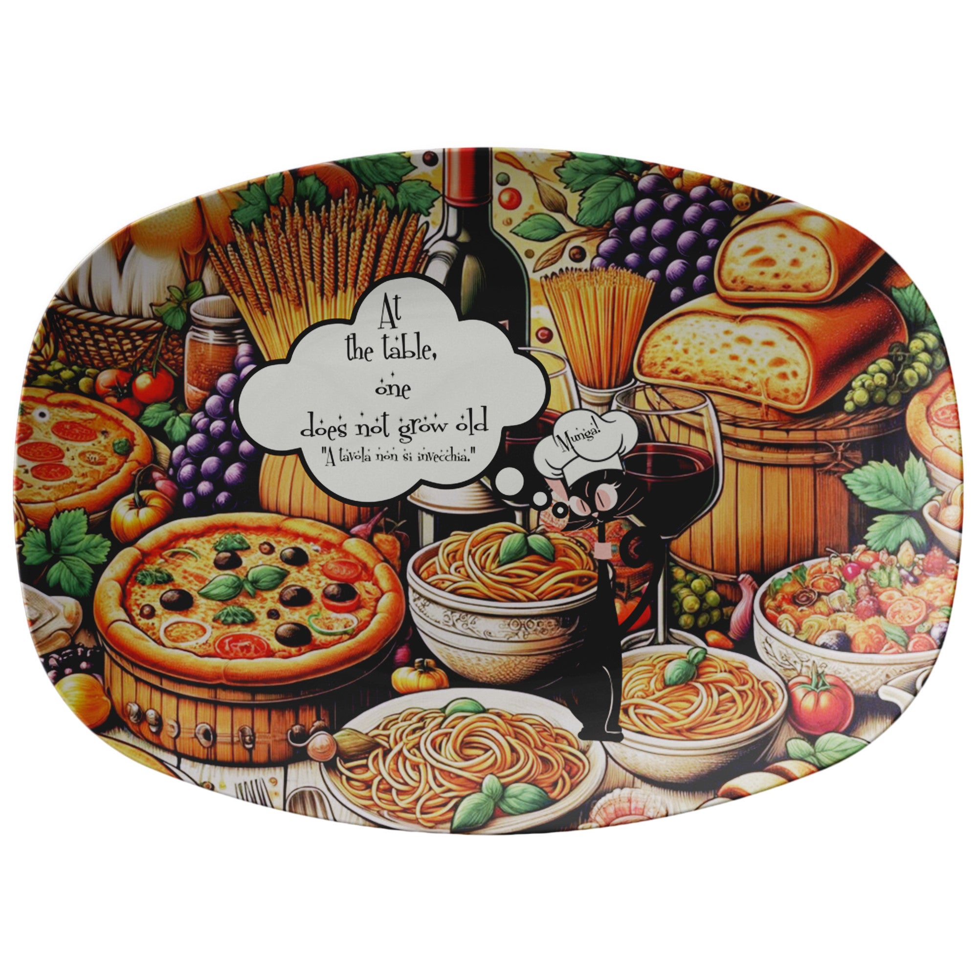 Italian Sunday Supper Modern Dinner Platter, For Italian Parents, Grandparents, Aunt, Uncle Gifts - Mid Century Modern Gal