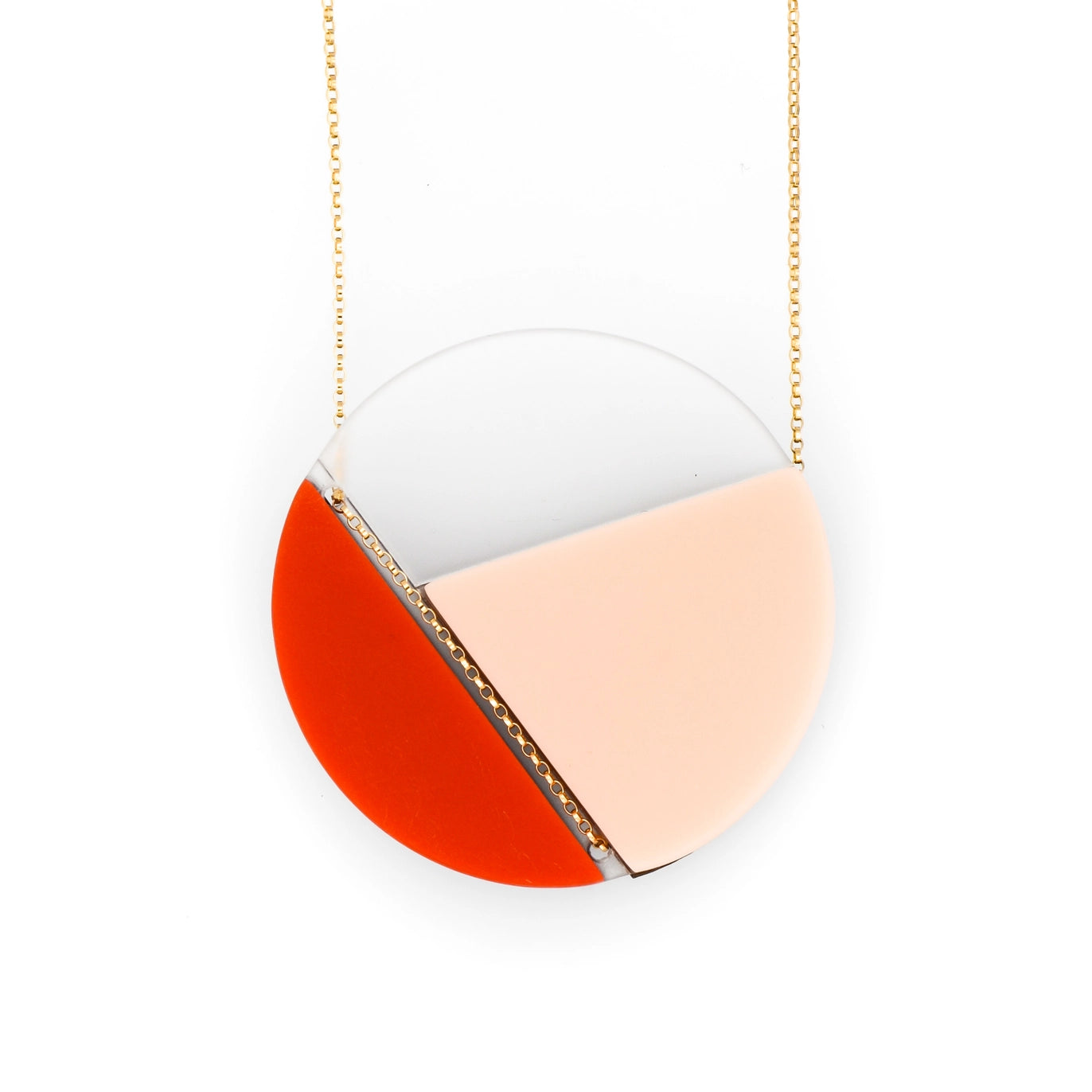 Margritte Necklace | Reversible Circle Triangle Mid Mod - Blush Poppy - Mid Century Modern Gal