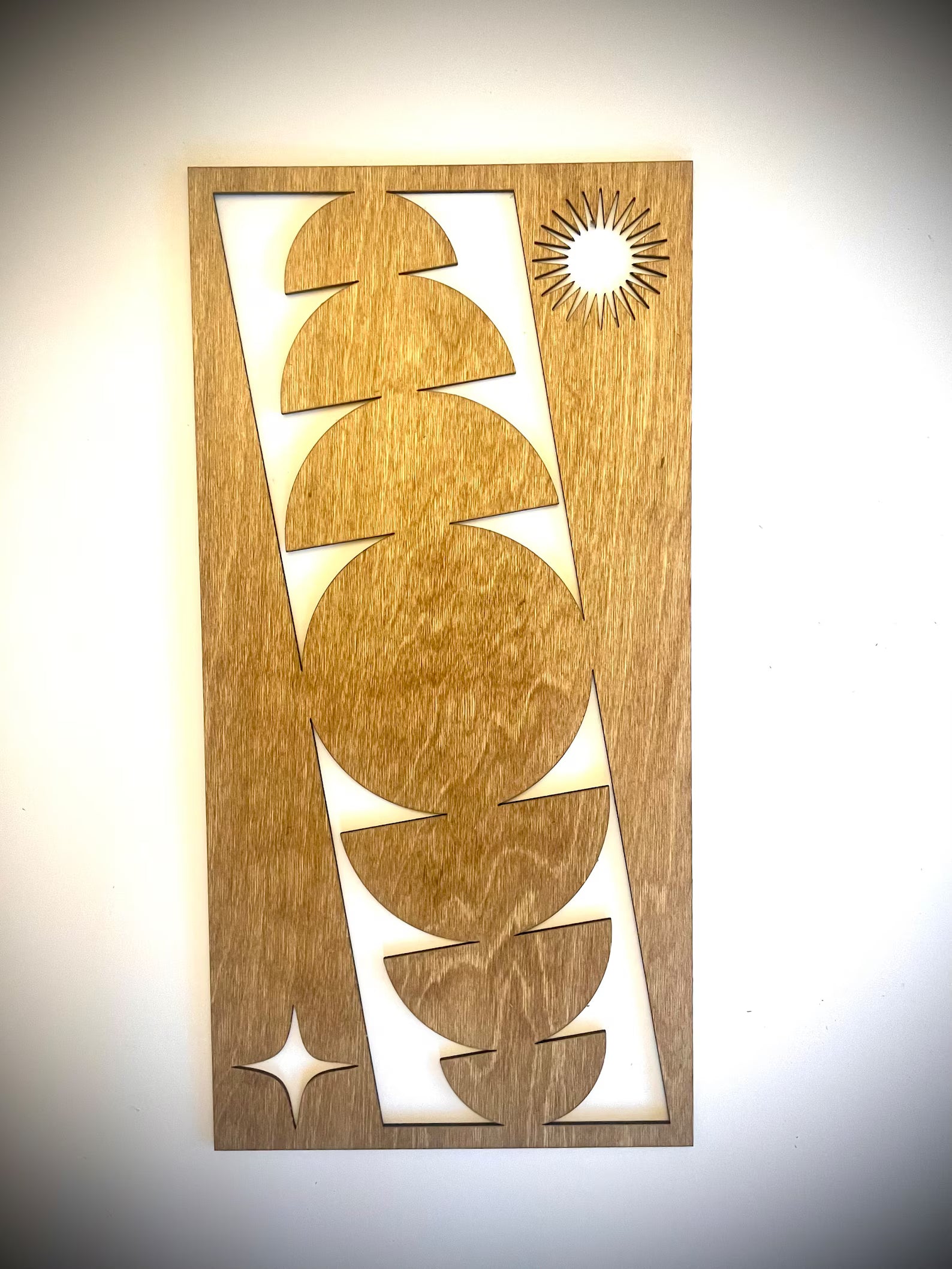 Mid Century Modern Boho 4-Panel Wood Wall Art, Set A