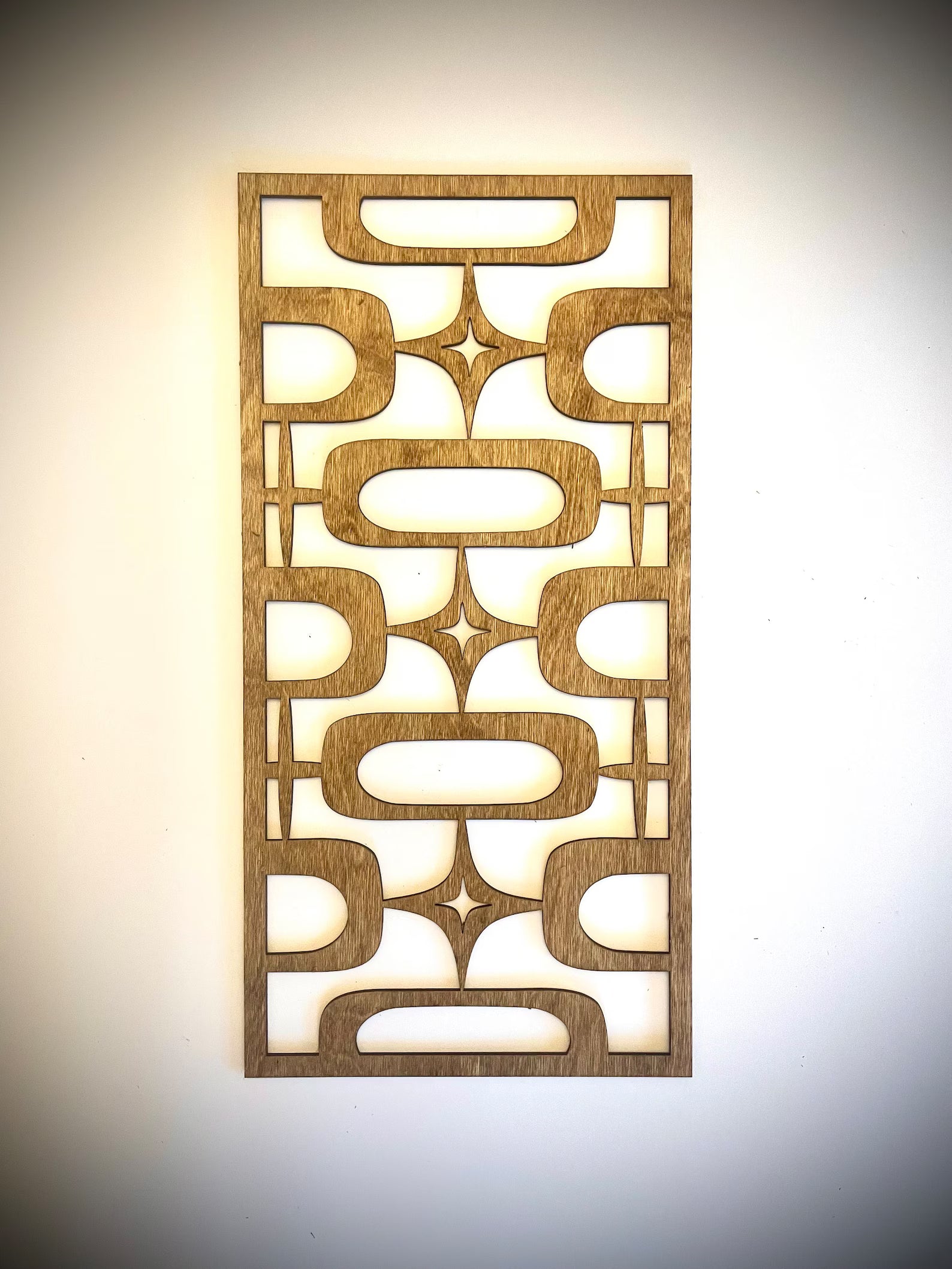 Mid Century Modern Boho 4-Panel Wood Wall Art, Set A