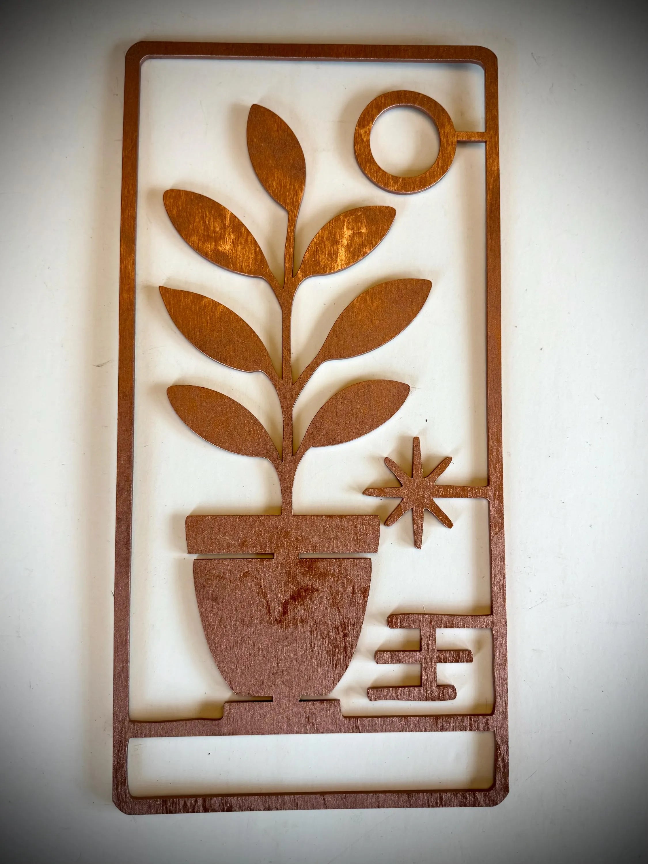 Mid Century Modern Boho Still Life 3-Panel Wood Wall Art, Set L